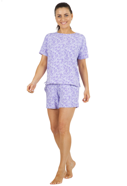 Abstract Skin Print Pajama Short Set - 37487