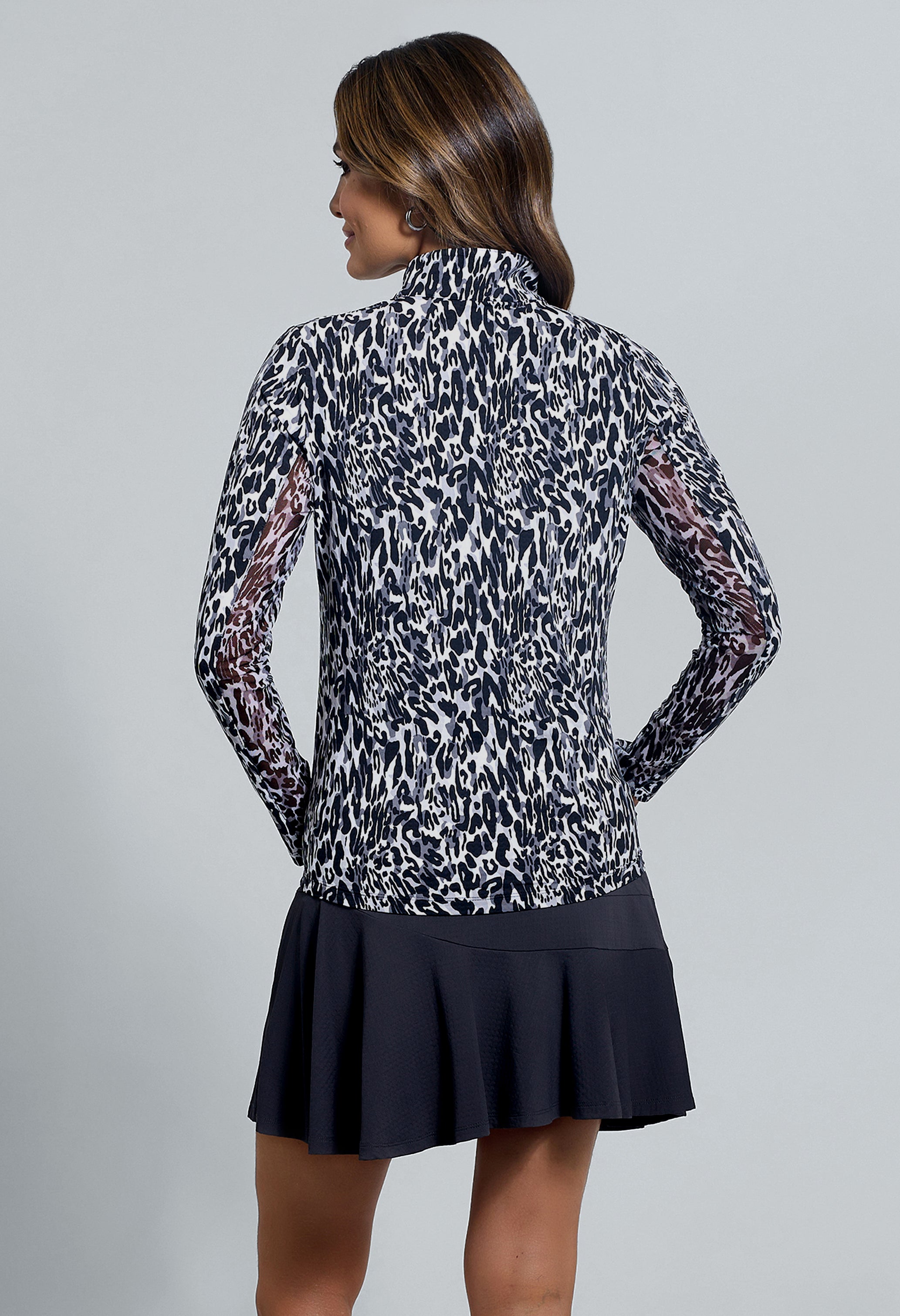 Karen Print UPF 50+ Long Sleeve Mock Neck Top | IBKUL