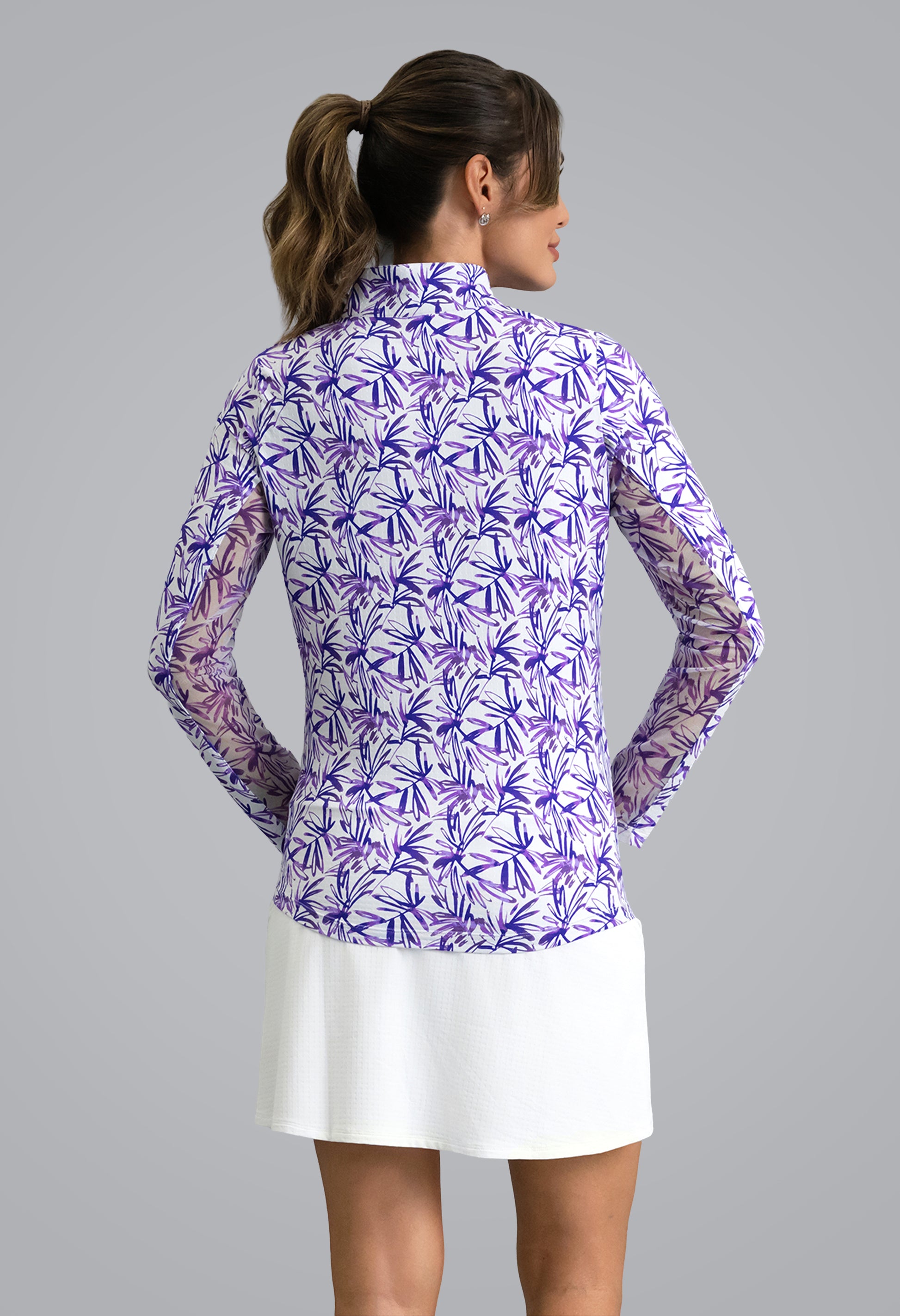 IBKÜL - Norma Long Sleeve Mock Neck Top - Color: Plum