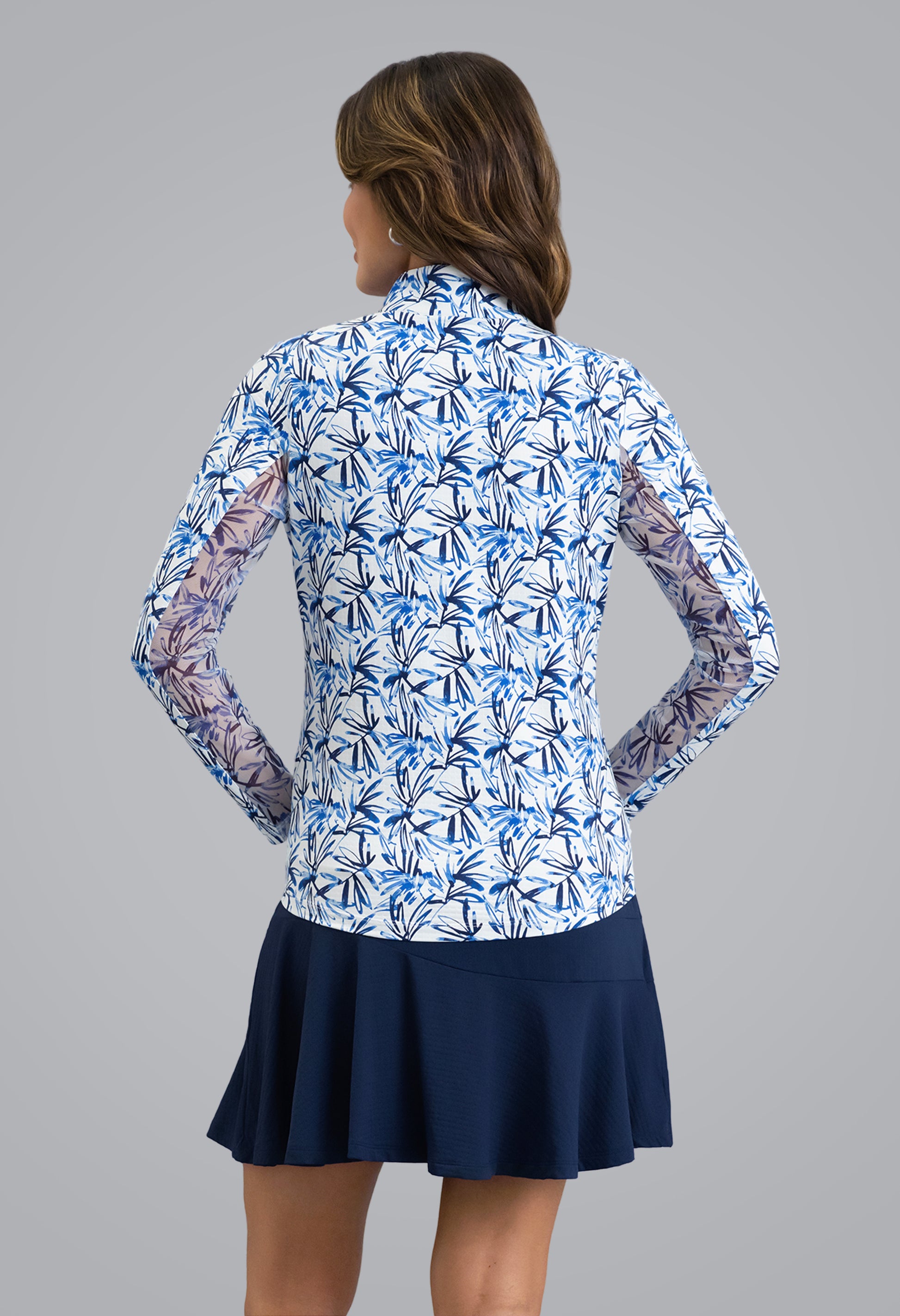 IBKÜL - Norma Long Sleeve Mock Neck Top - Color: Peri