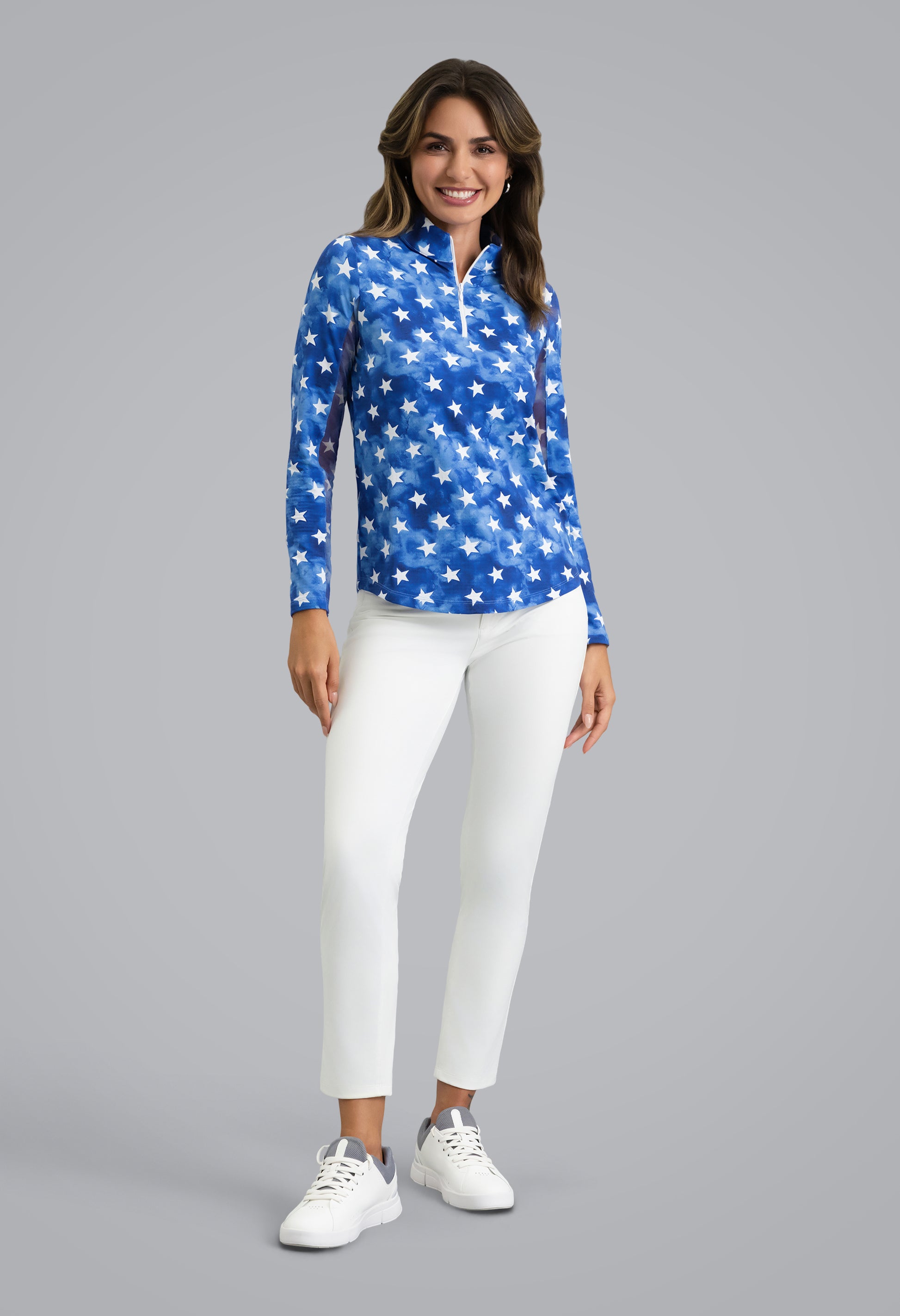 IBKÜL - American Dream Long Sleeve Mock Neck Top - Color: Navy
