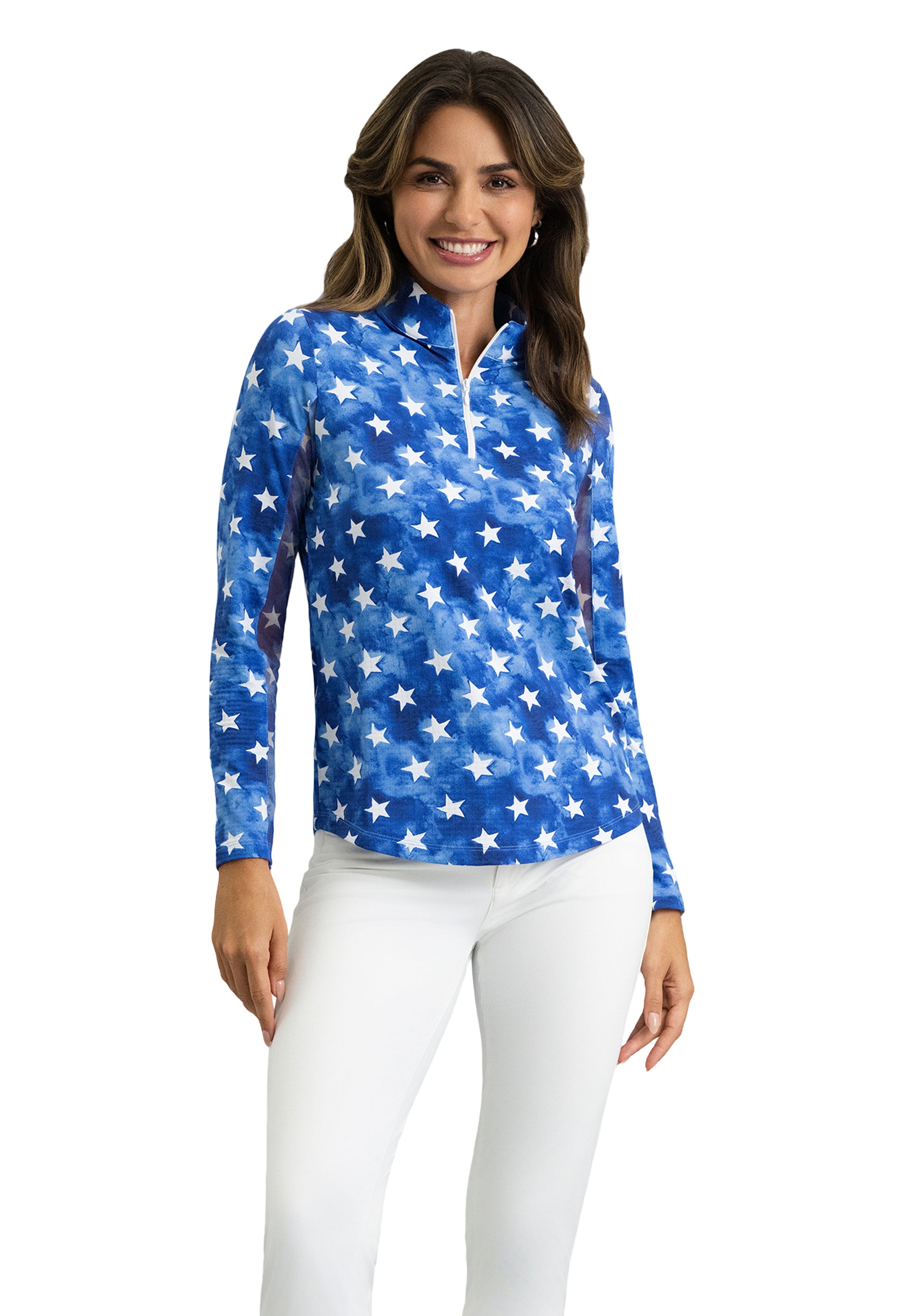 IBKÜL - American Dream Long Sleeve Mock Neck Top - Color: Navy
