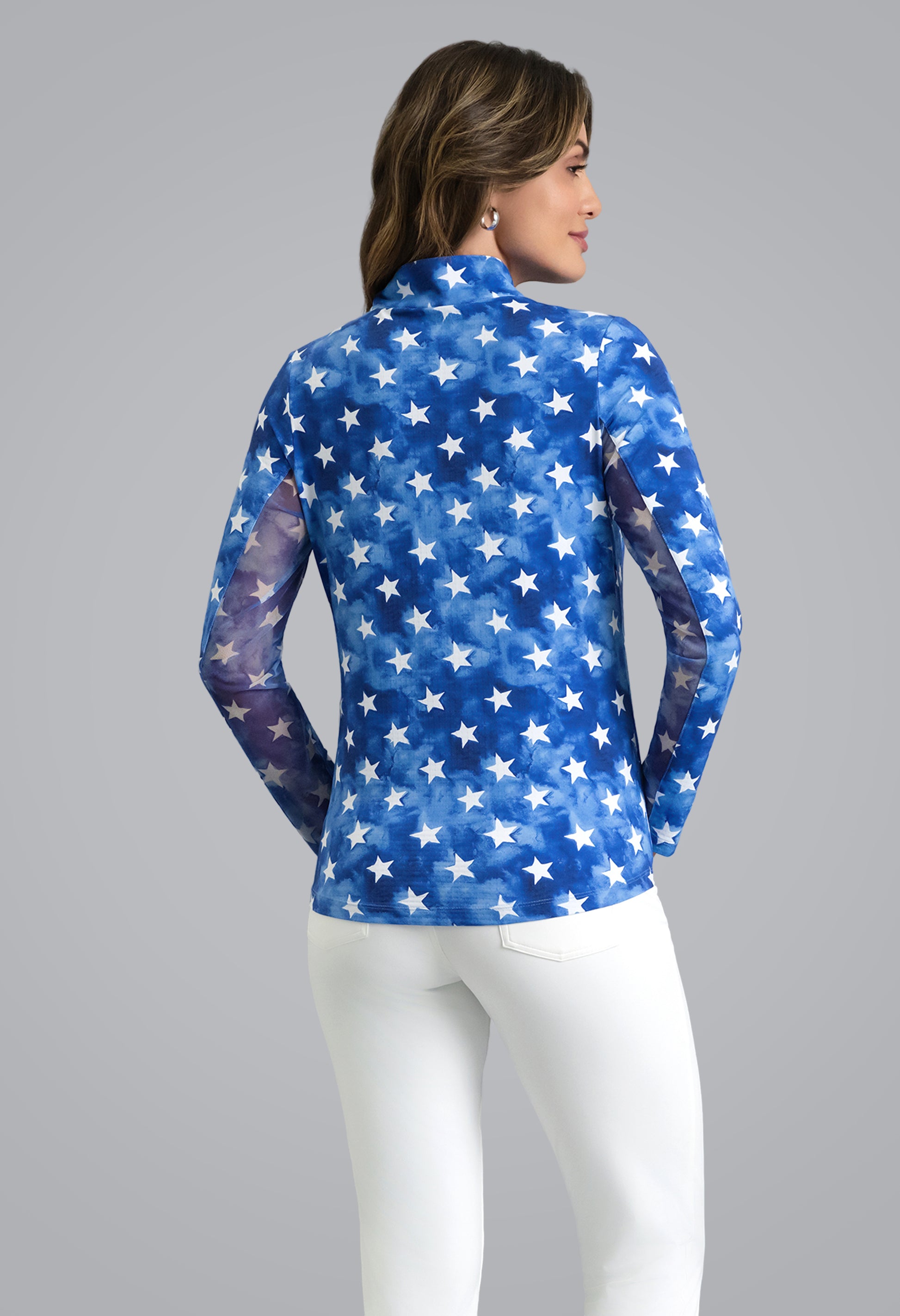 IBKÜL - American Dream Long Sleeve Mock Neck Top - Color: Navy