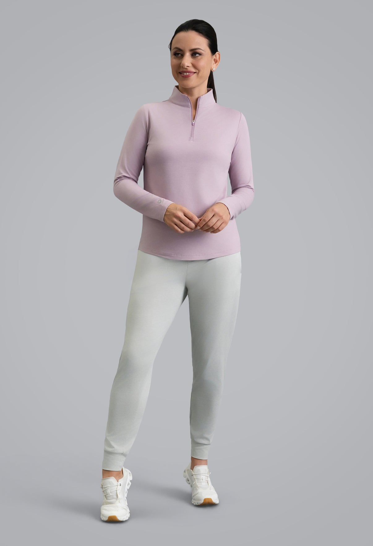 IBKÜL - IBKomfortable Long Sleeve Mock Neck Top - Color: Pink Mist Heather