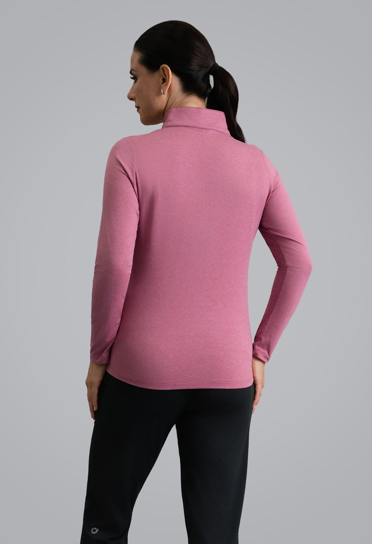 IBKÜL - IBKomfortable Long Sleeve Mock Neck Top - Color: Rose Heather