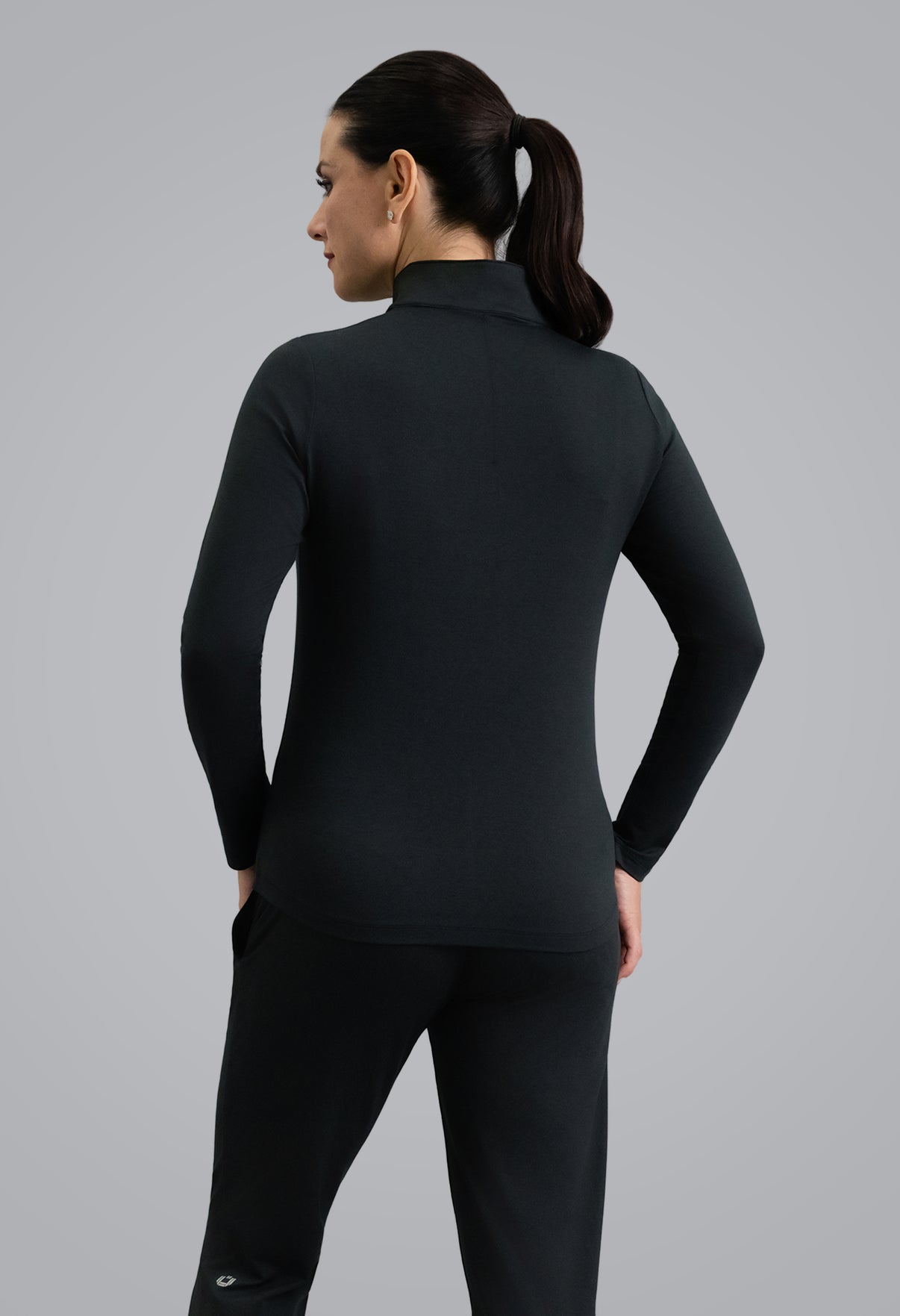 IBKÜL - IBKomfortable Long Sleeve Mock Neck Top - Color: Black Heather