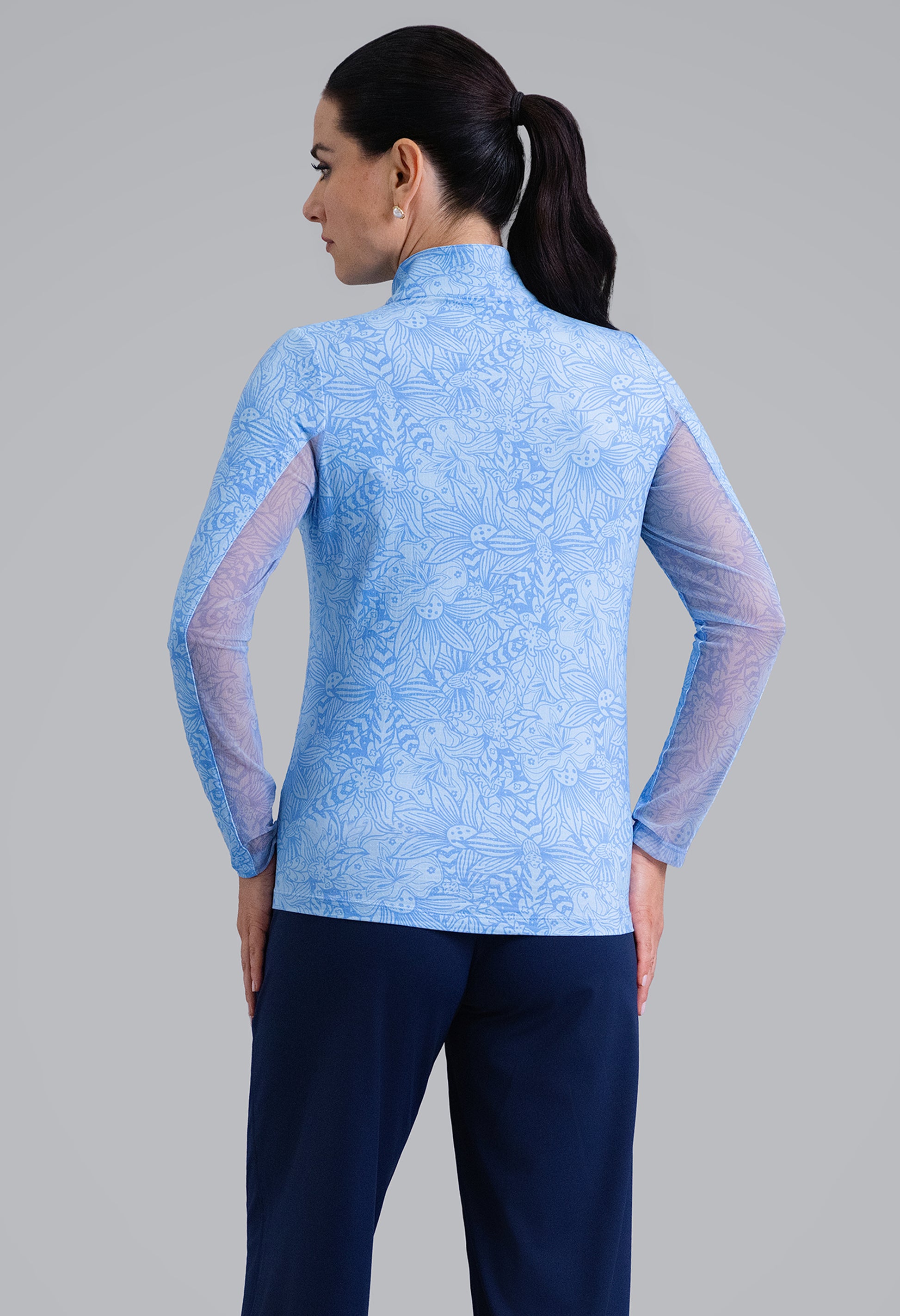 IBKÜL - Annie Long Sleeve Mock Neck Top - Color: Peri/Lt. Peri