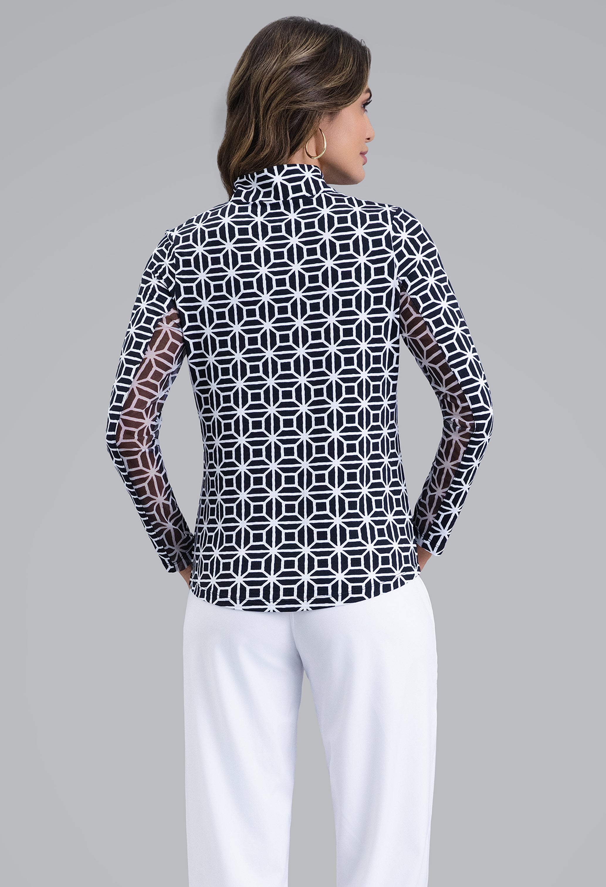 IBKÜL - Carolyn Long Sleeve Mock Neck Top - Color: Black