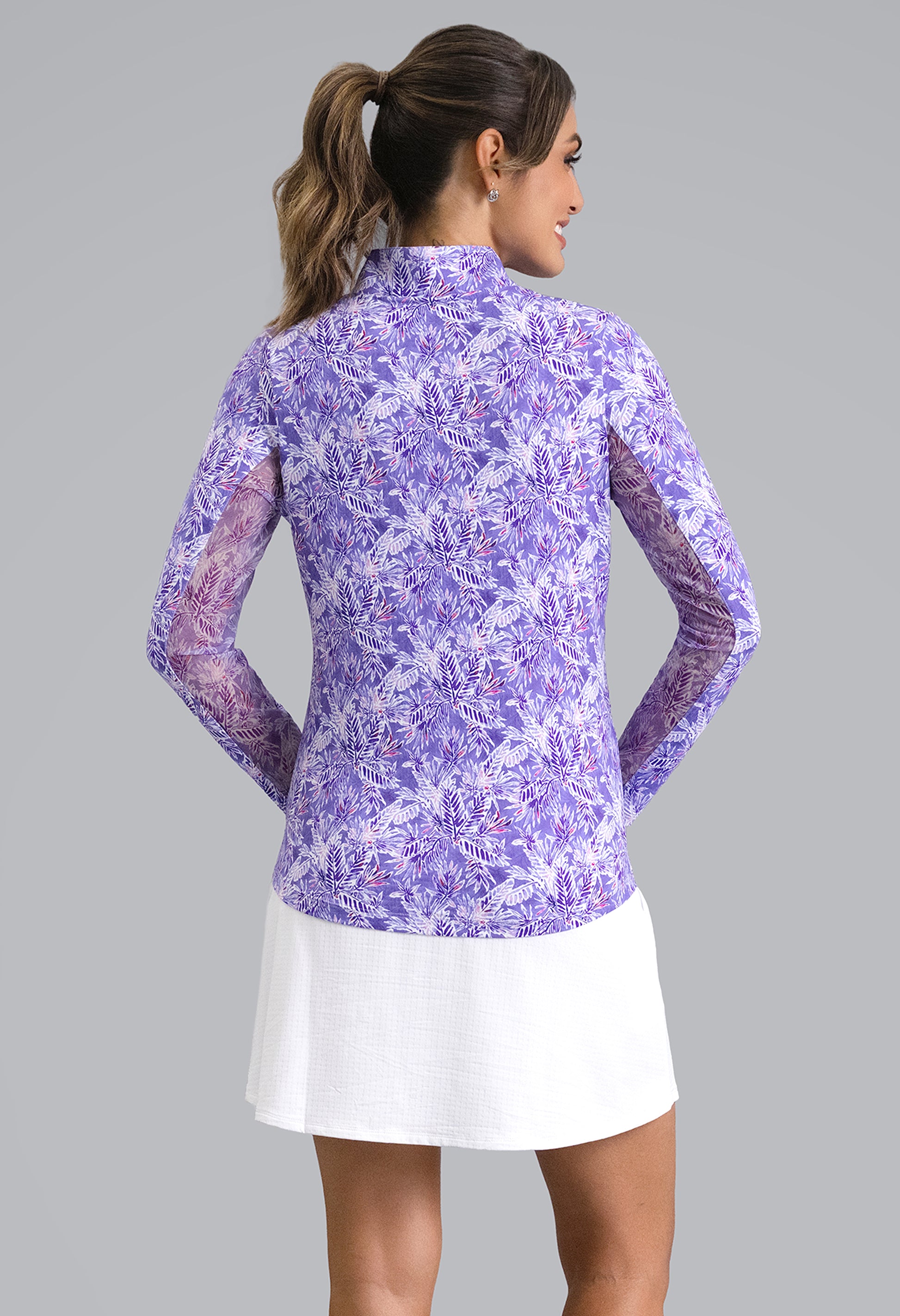 IBKÜL - Briana Long Sleeve Mock Neck Top - Color: Plum