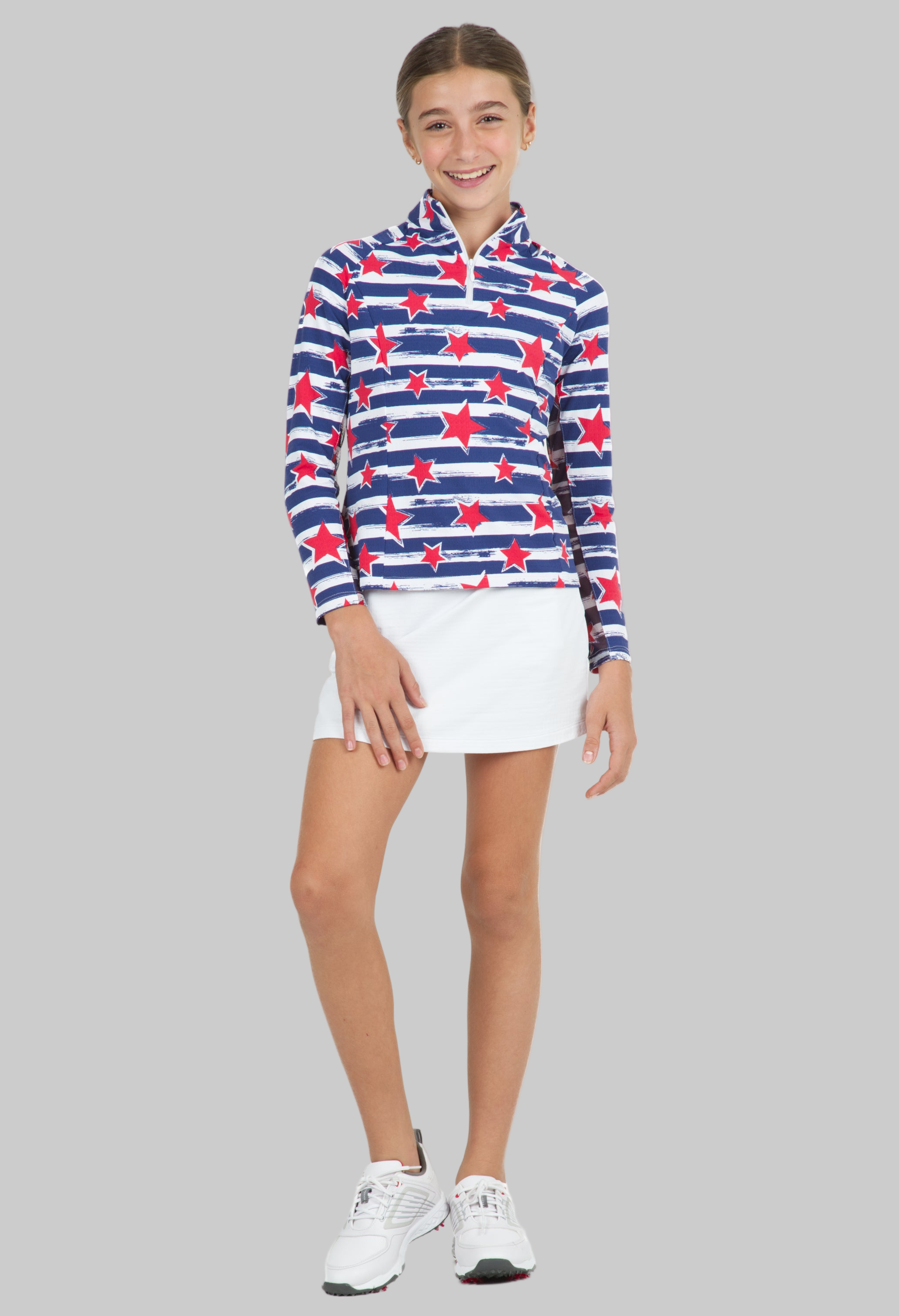 Youth Americana II Print Long Sleeve Mock Neck Top