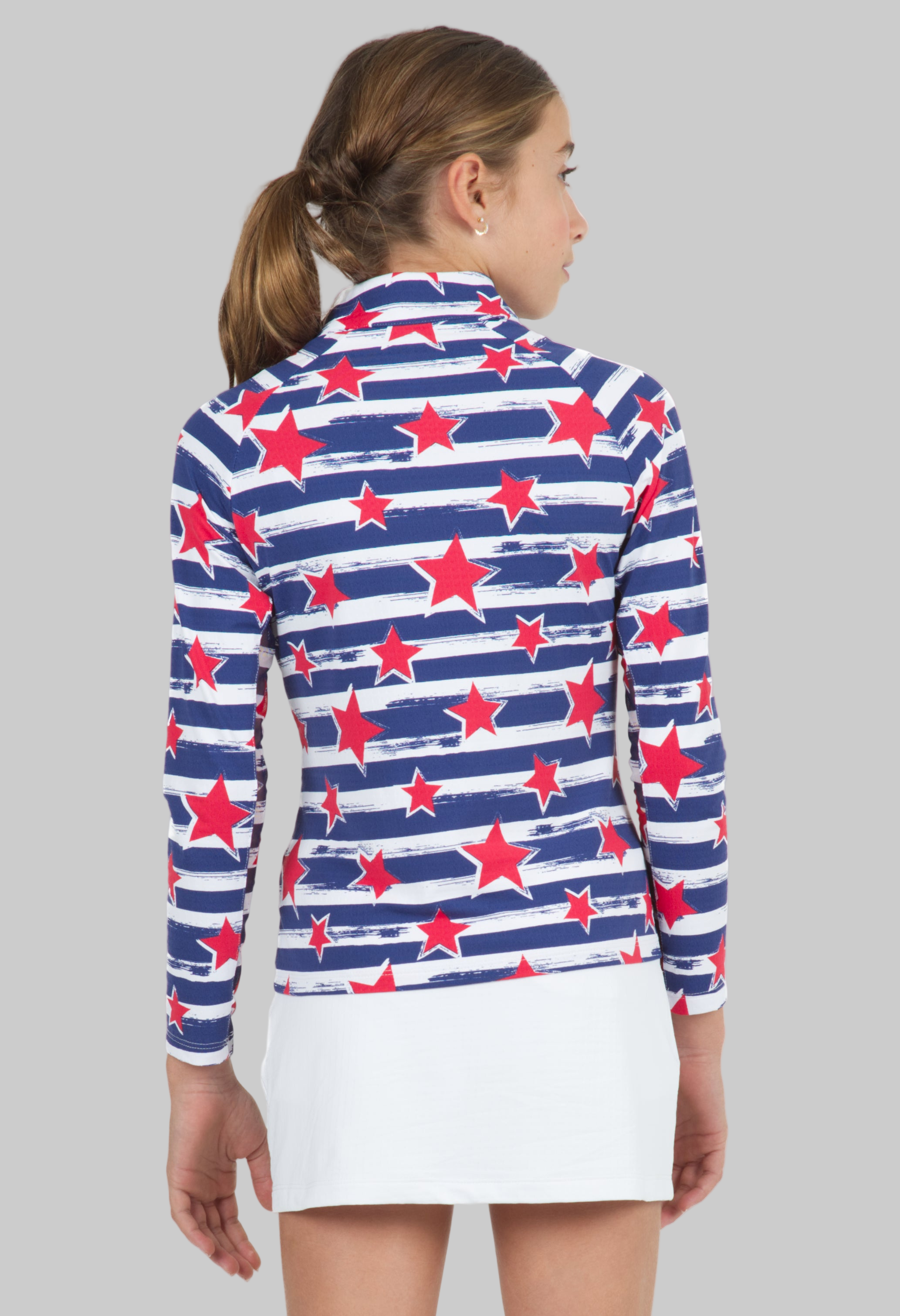 Youth Americana II Print Long Sleeve Mock Neck Top