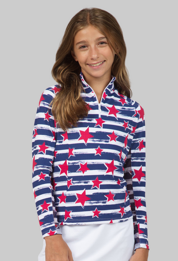 Youth Americana II Print Long Sleeve Mock Neck Top