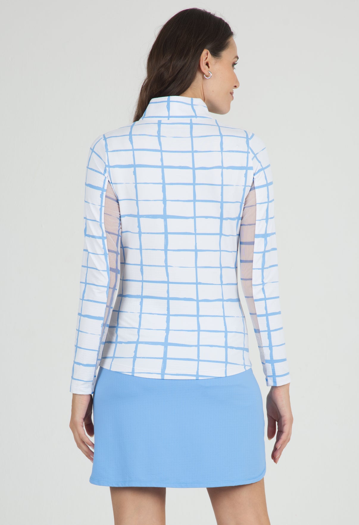 IBKÜL - Cordova Print Long Sleeve Mock Neck Top – 10495 - Color: White/Peri