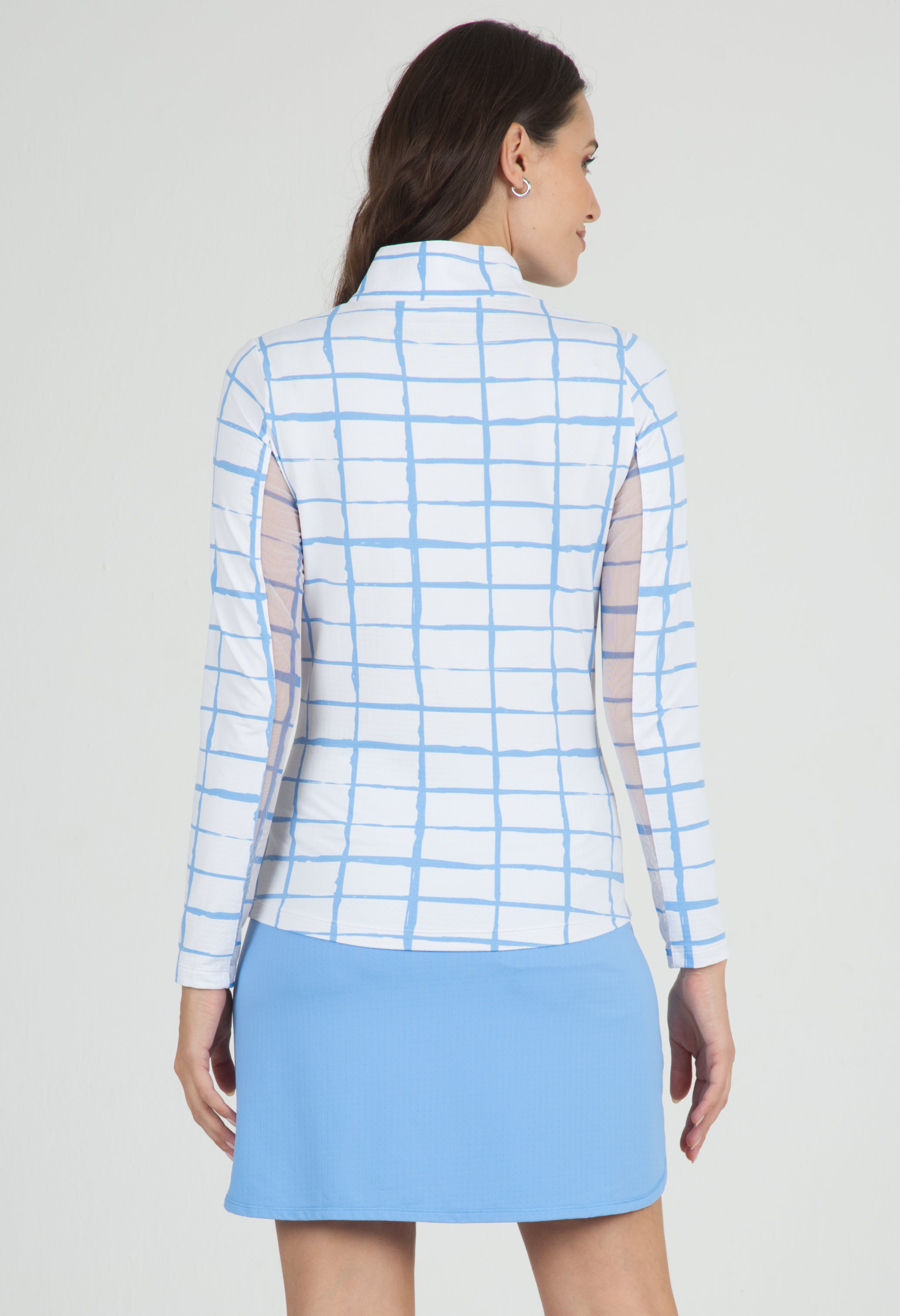 IBKÜL - Cordova Print Long Sleeve Mock Neck Top – 10495 - Color: White/Peri
