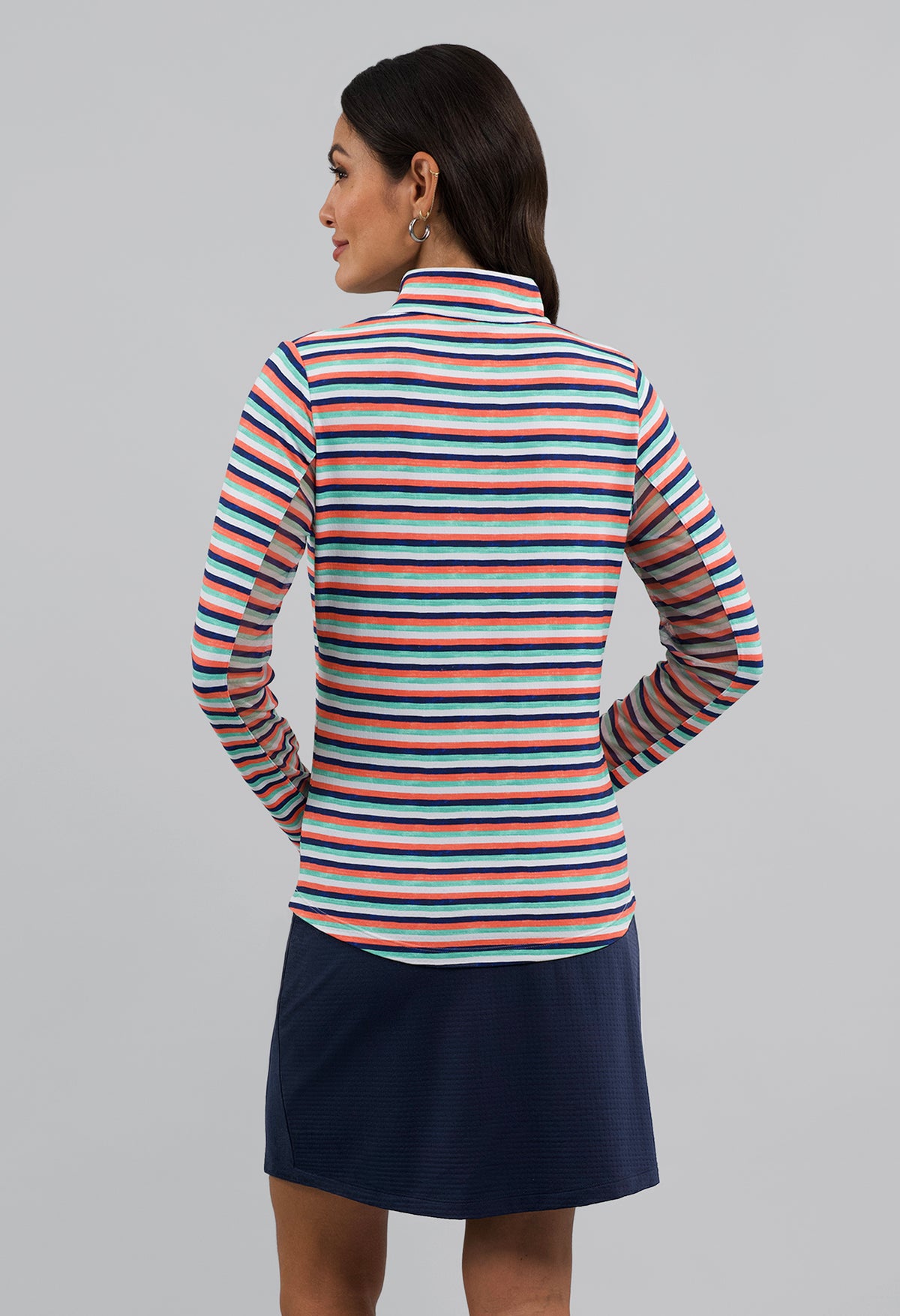 Milano Stripe Long Sleeve Mock Neck Top