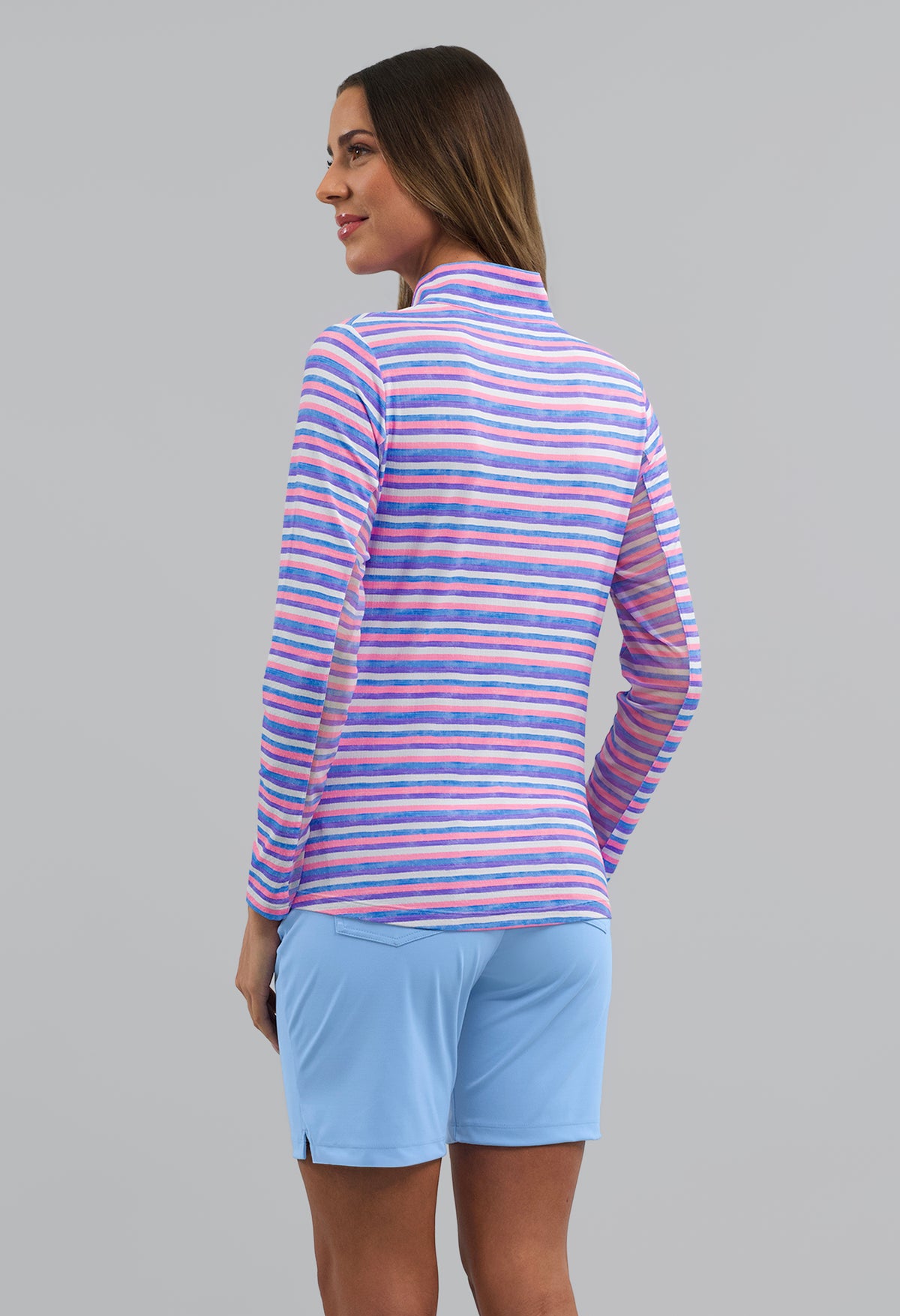 Milano Stripe Long Sleeve Mock Neck Top