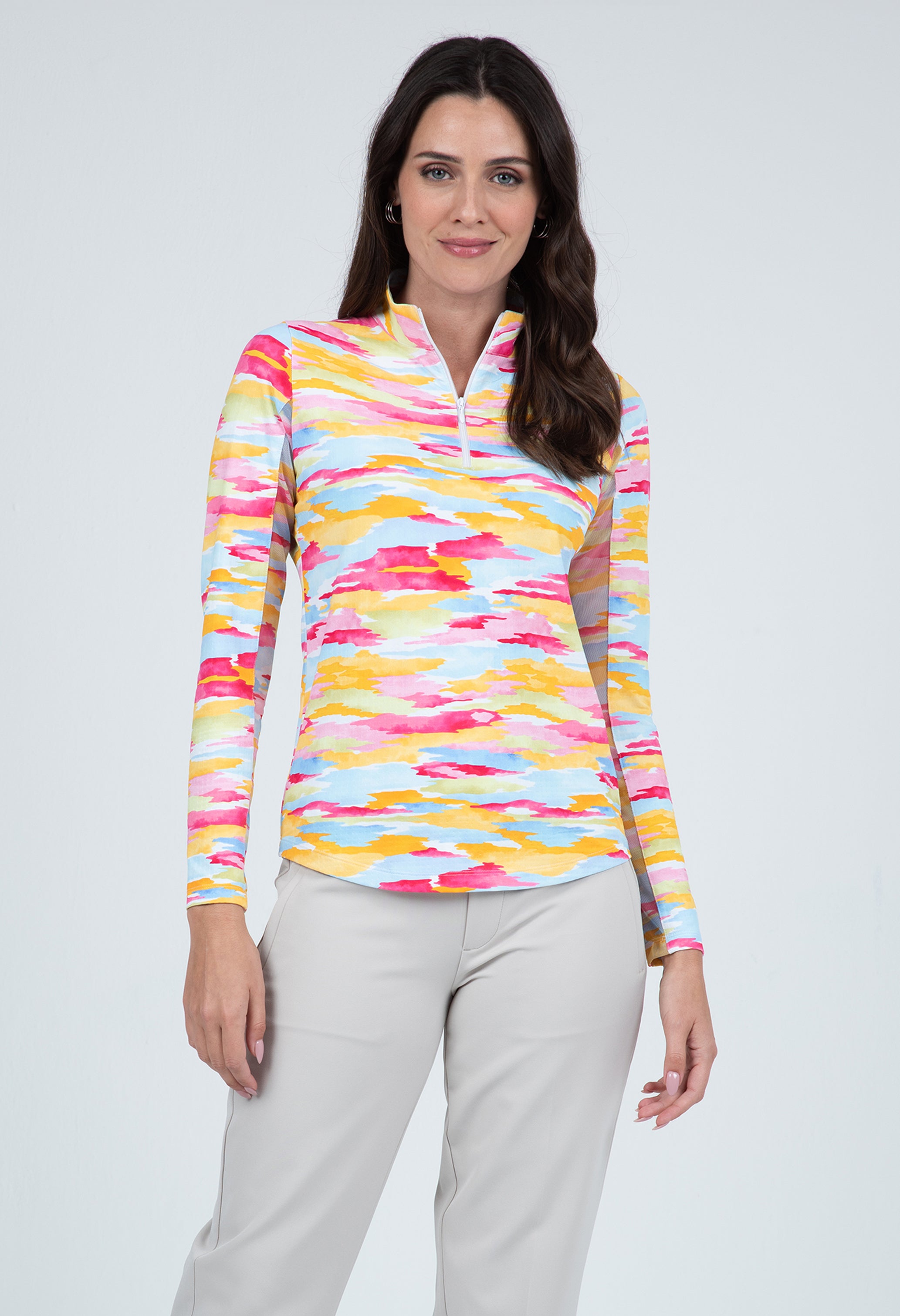 Jessie Print Long Sleeve Mock Neck Top