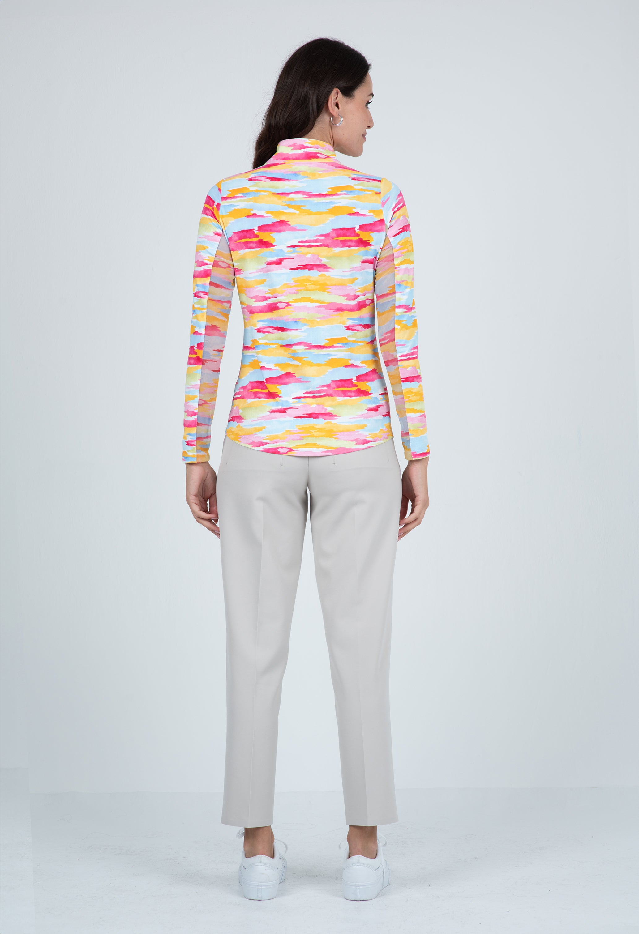 Jessie Print Long Sleeve Mock Neck Top