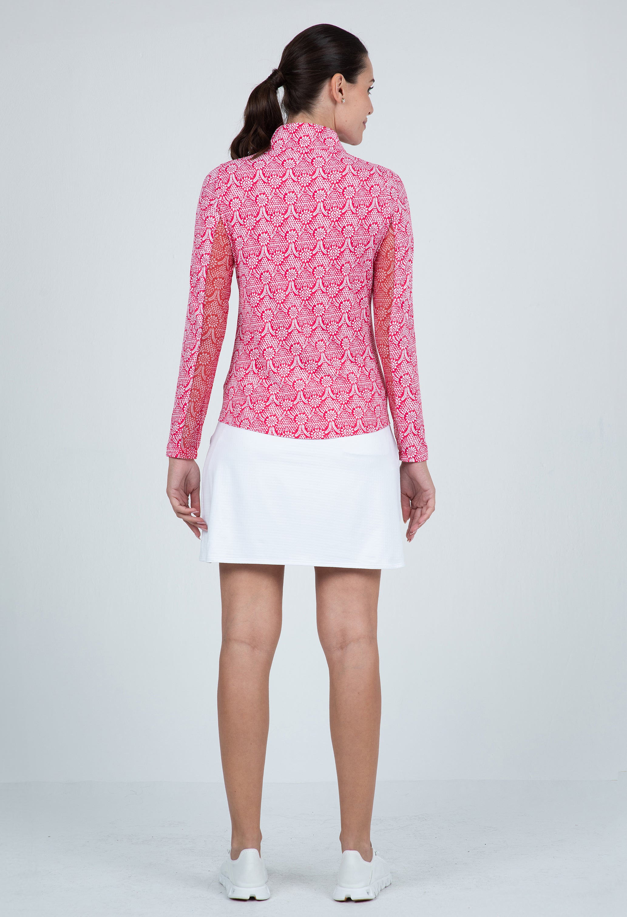 Leslie Print Long Sleeve Mock Neck Top