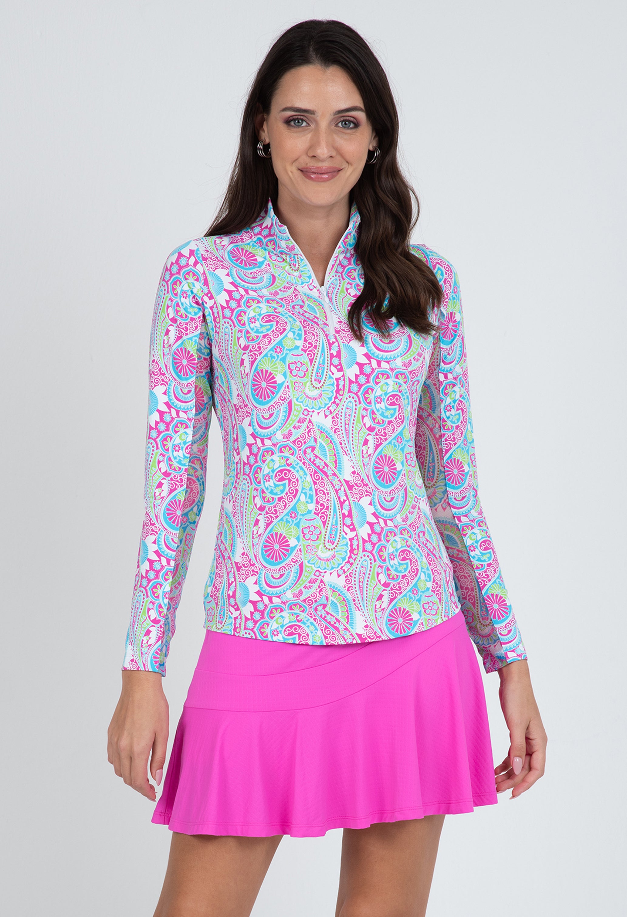 Gloria Print Long Sleeve Mock Neck Top