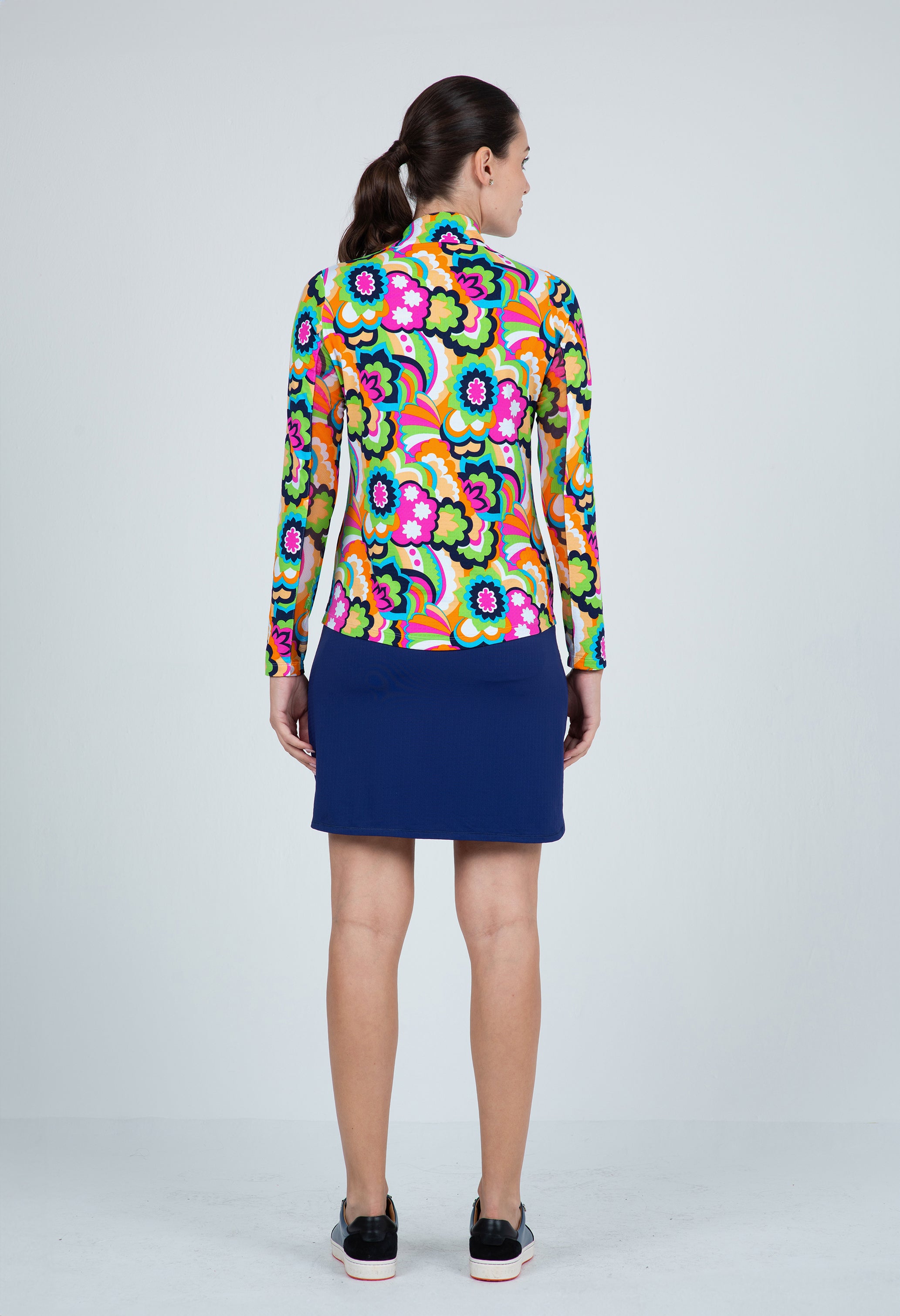 Yolanda Print Long Sleeve Mock Neck Top