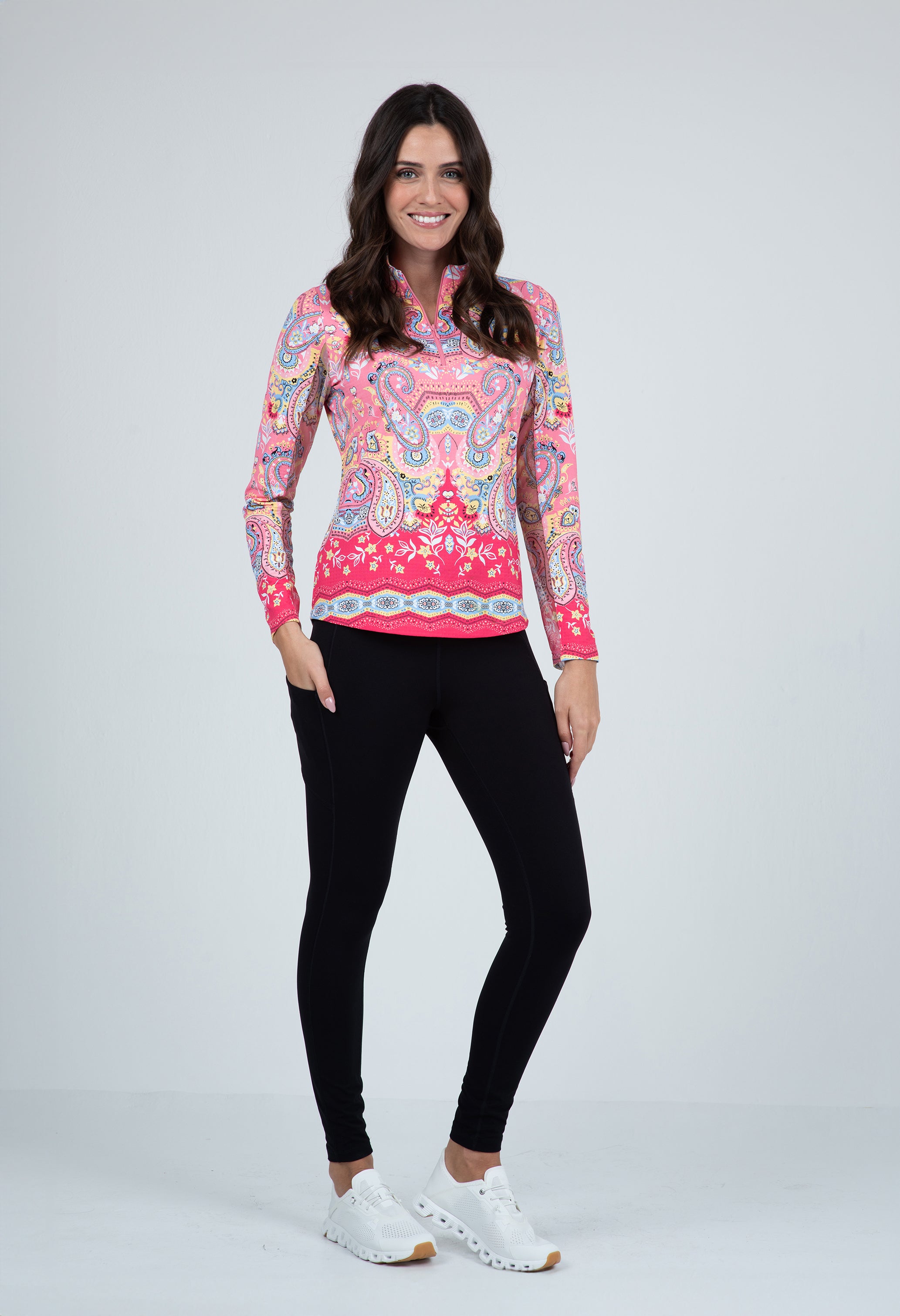 Vicki Print Long Sleeve Mock Neck Top