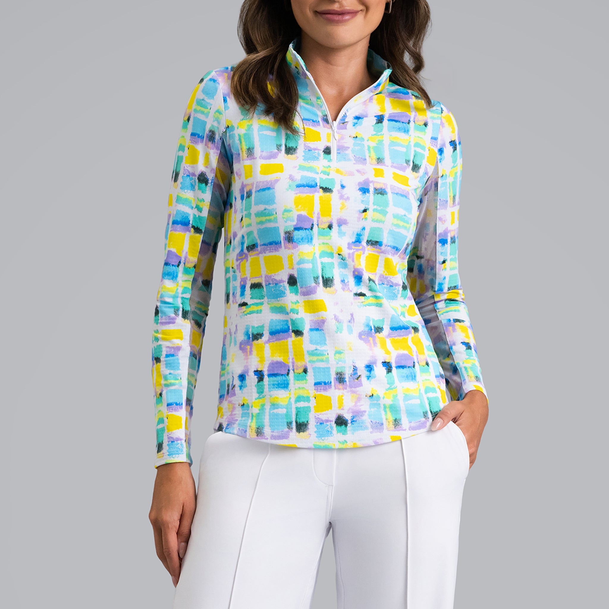 Tatiana Print Long Sleeve Mock Neck Top