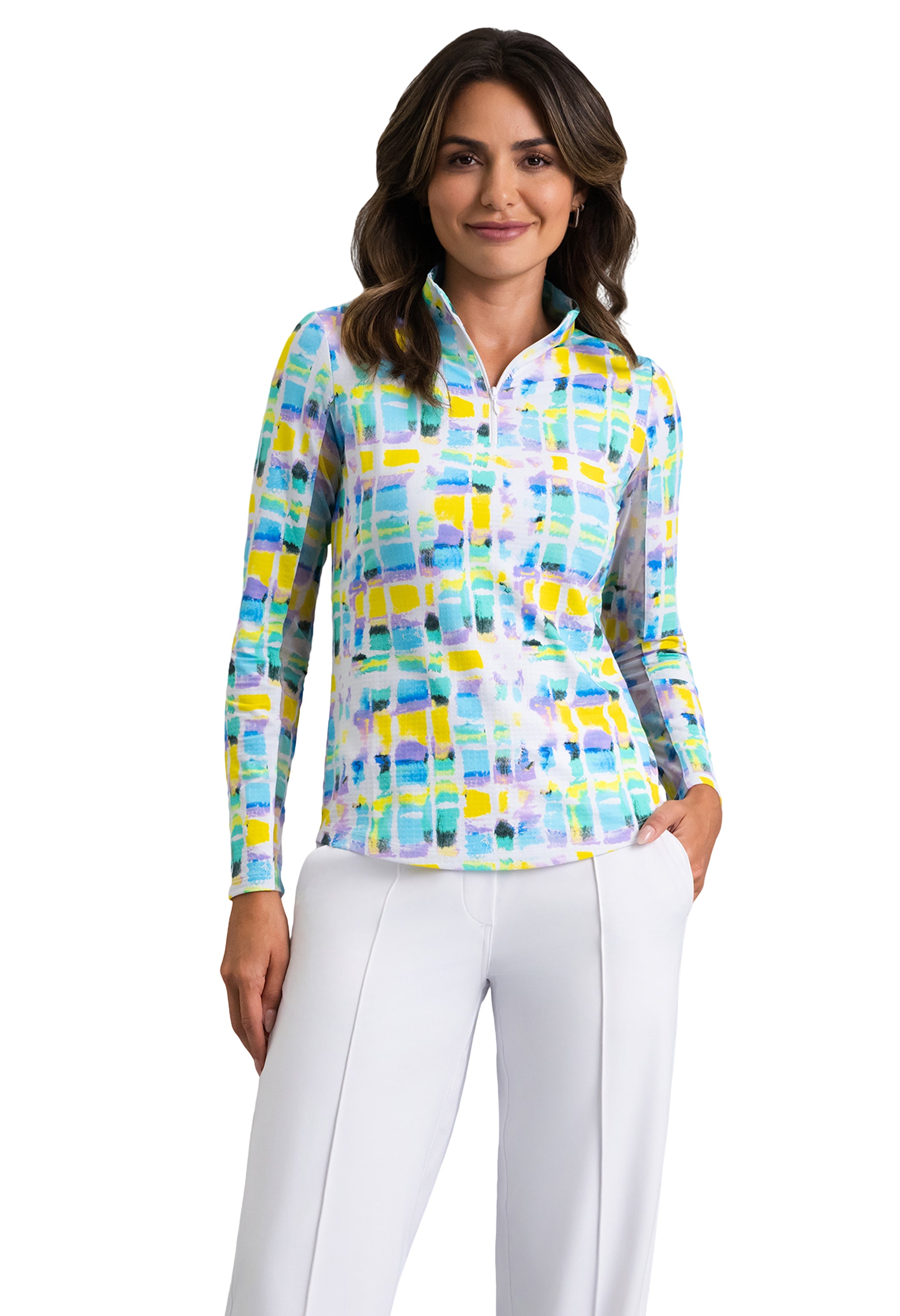 Tatiana Print Long Sleeve Mock Neck Top