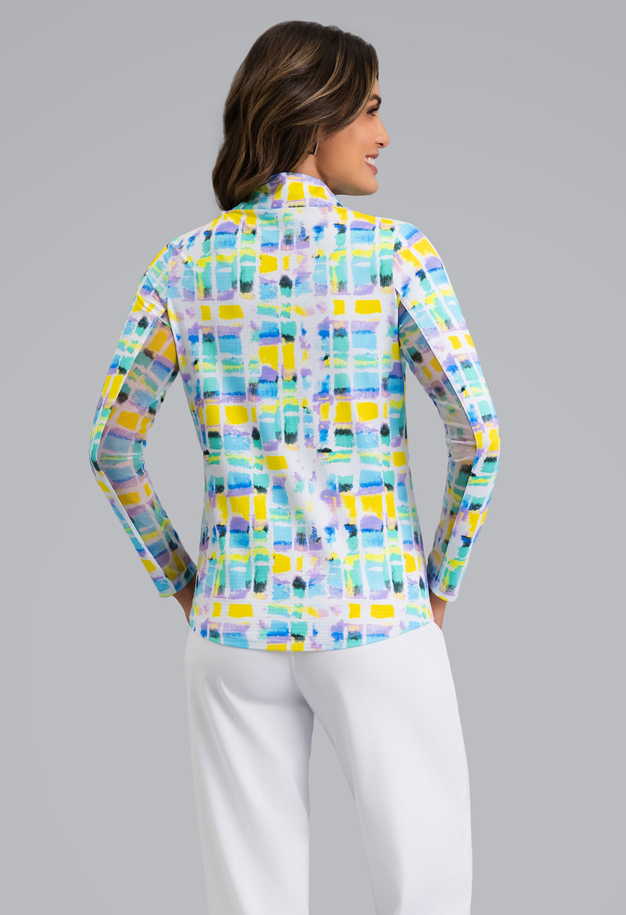 Tatiana Print Long Sleeve Mock Neck Top