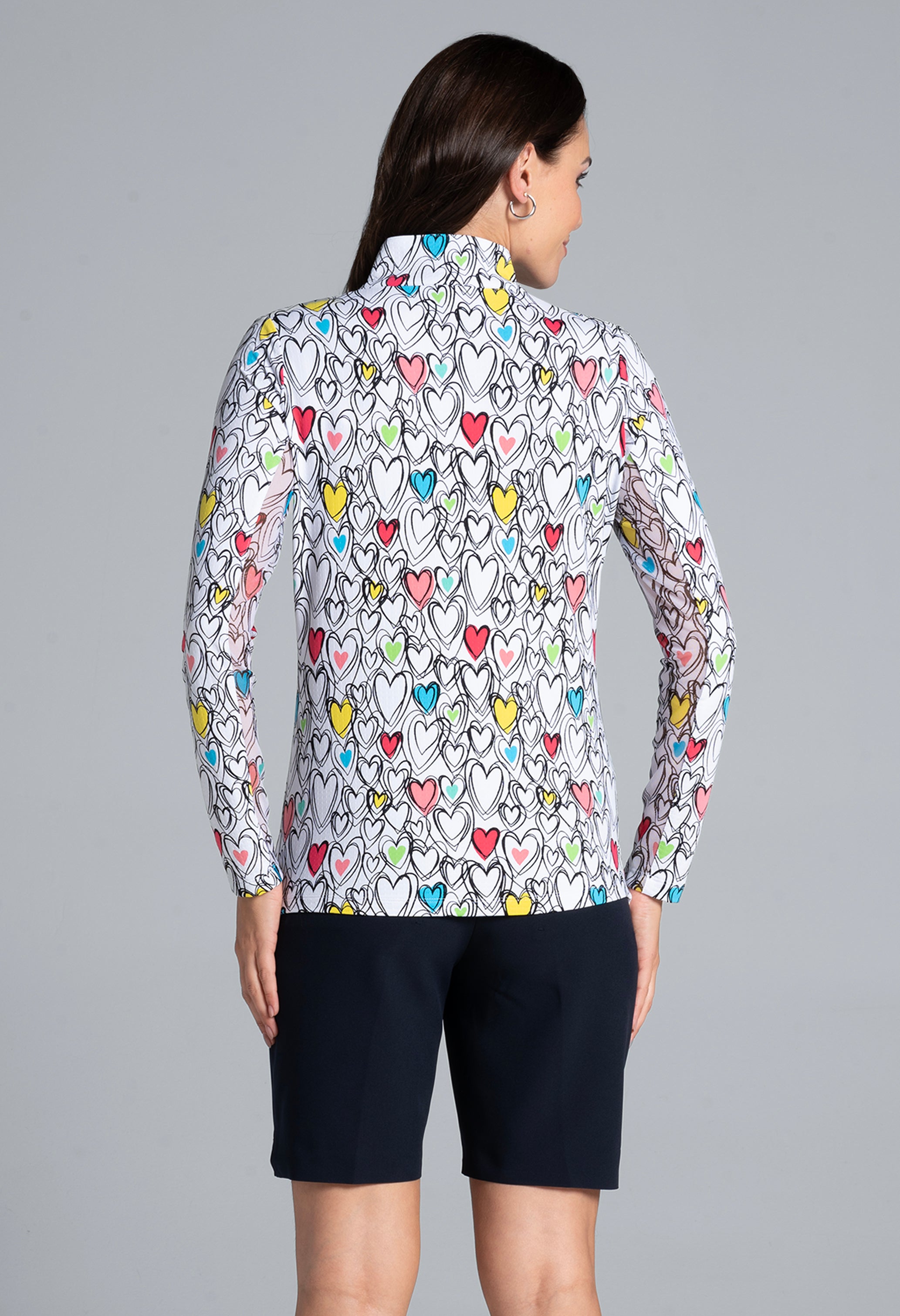 IBKÜL - Millie Print Long Sleeve Mock Neck Top – 10939 - Color: Watermelon Multi