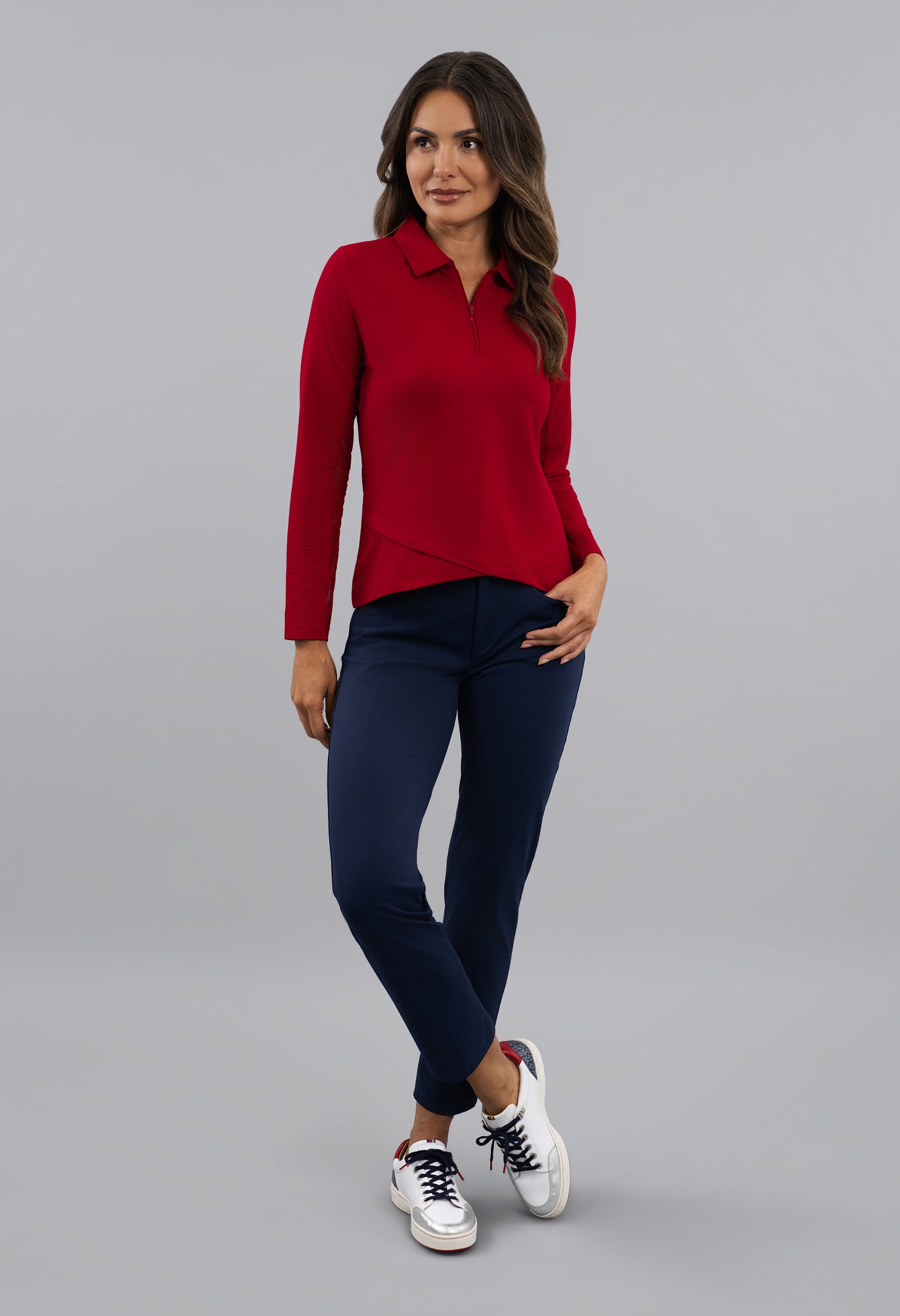 Long Sleeve Zip Polo