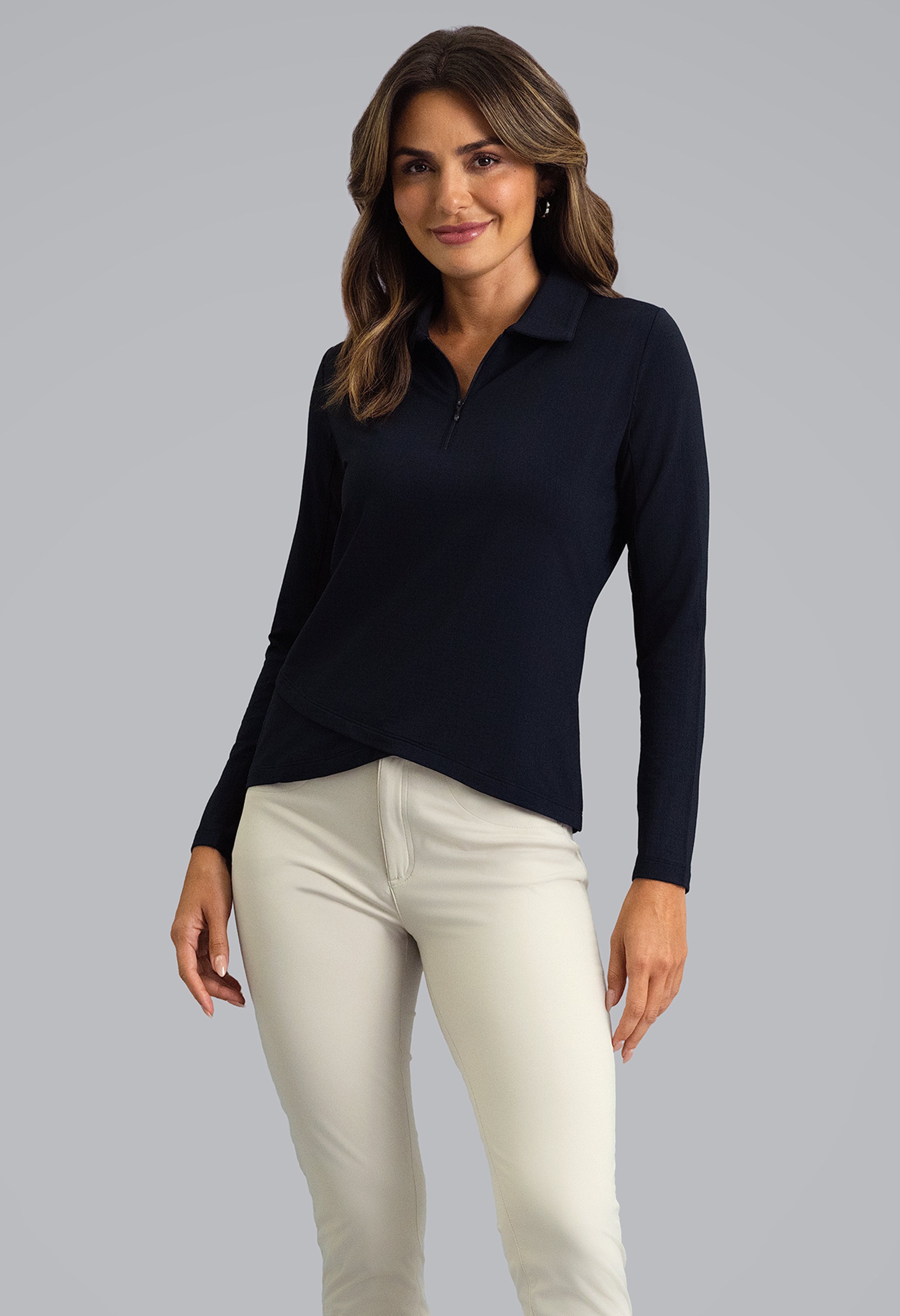 IBKÜL - Long Sleeve Zip Polo - Color: Black