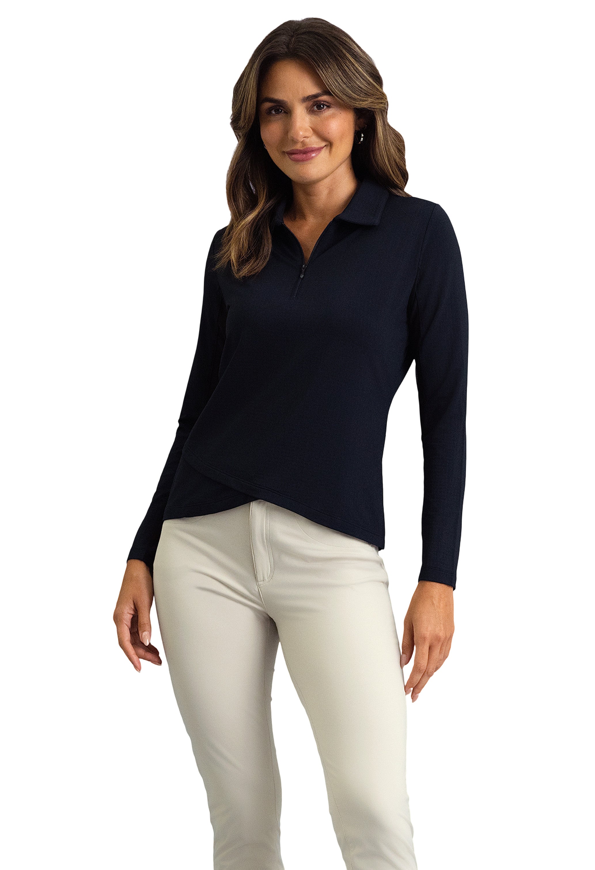 IBKÜL - Long Sleeve Zip Polo - Color: Black