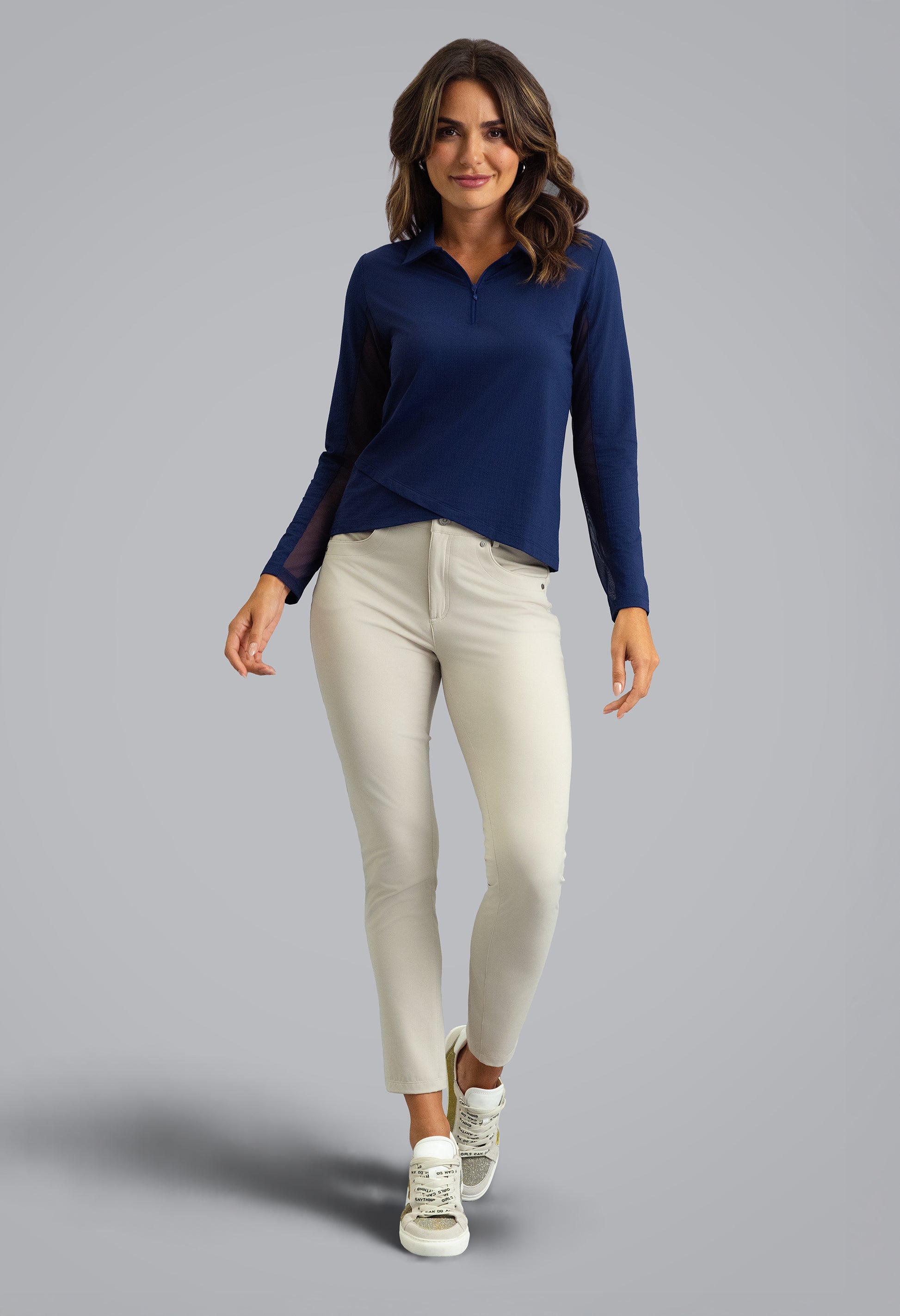IBKÜL - Long Sleeve Zip Polo - Color: Classic Navy