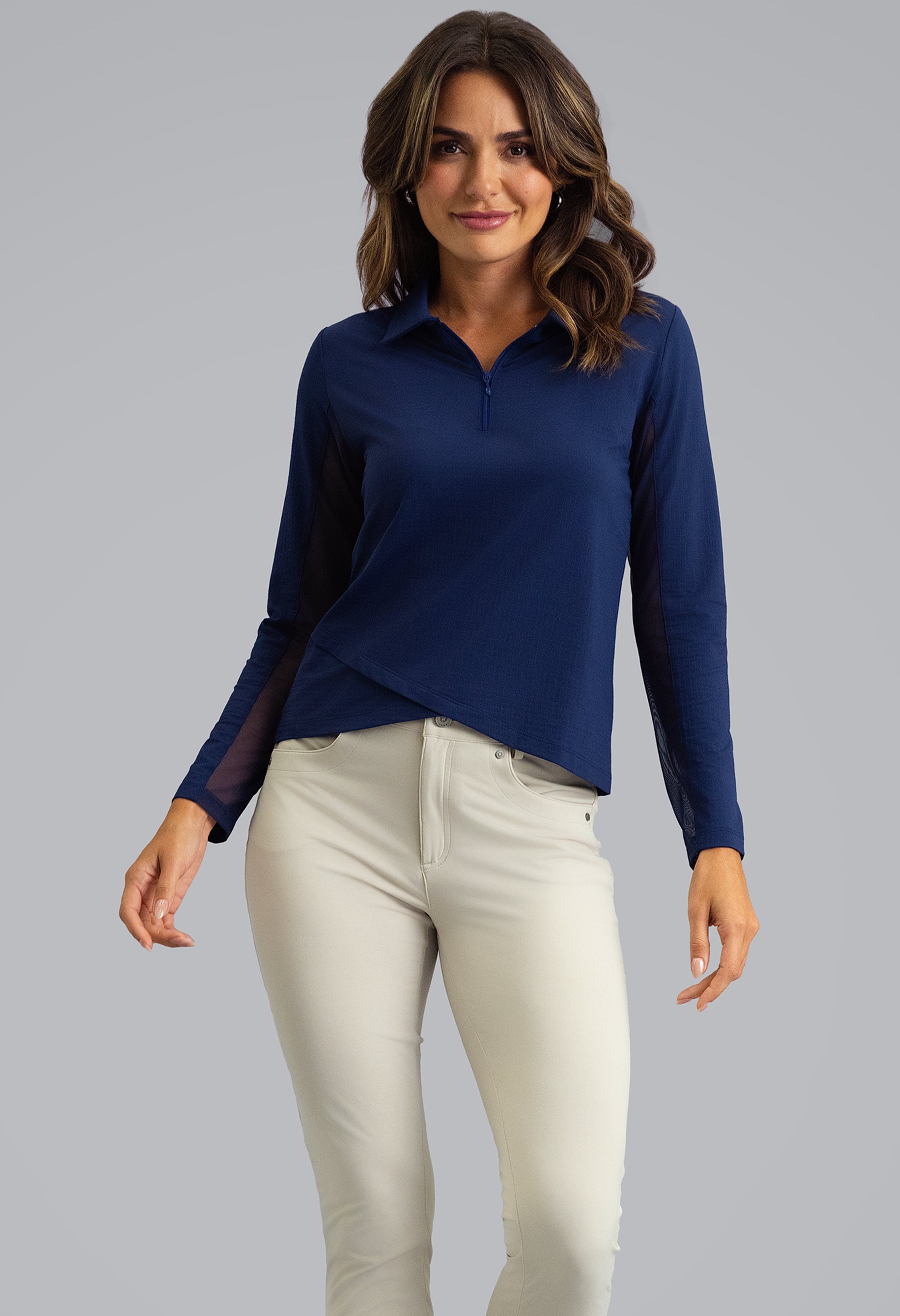 IBKÜL - Long Sleeve Zip Polo - Color: Classic Navy