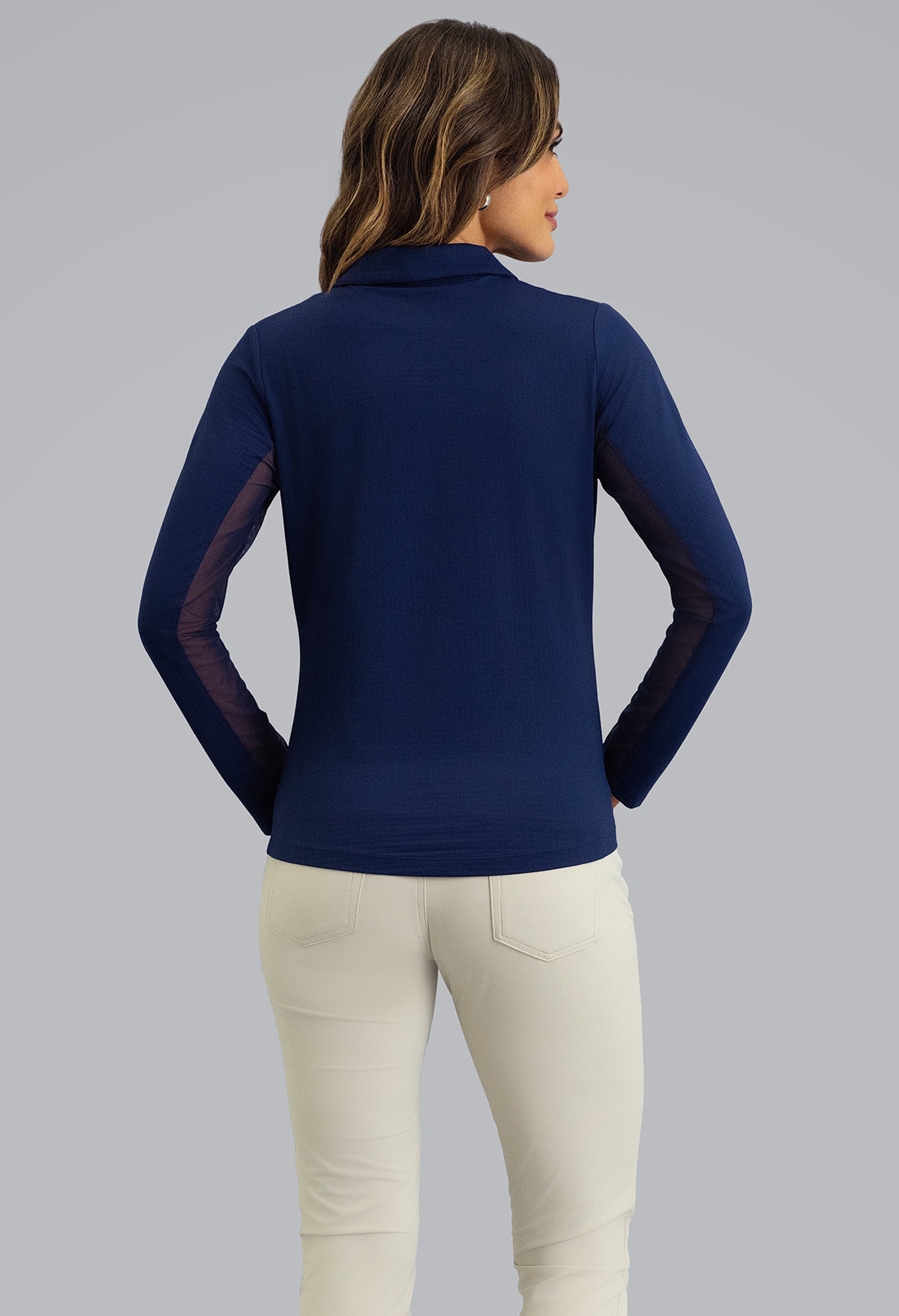 IBKÜL - Long Sleeve Zip Polo - Color: Classic Navy