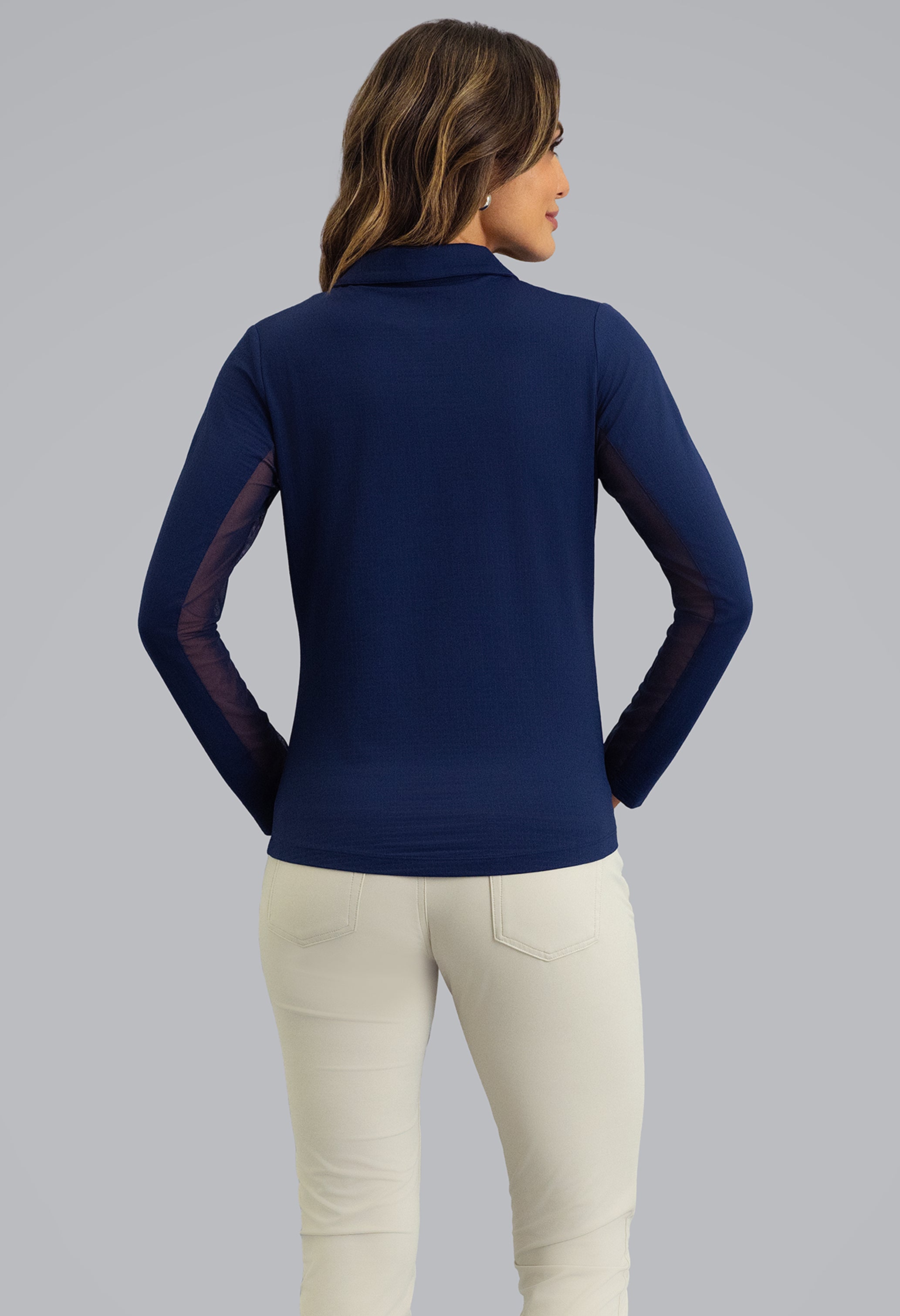 IBKÜL - Long Sleeve Zip Polo - Color: Classic Navy
