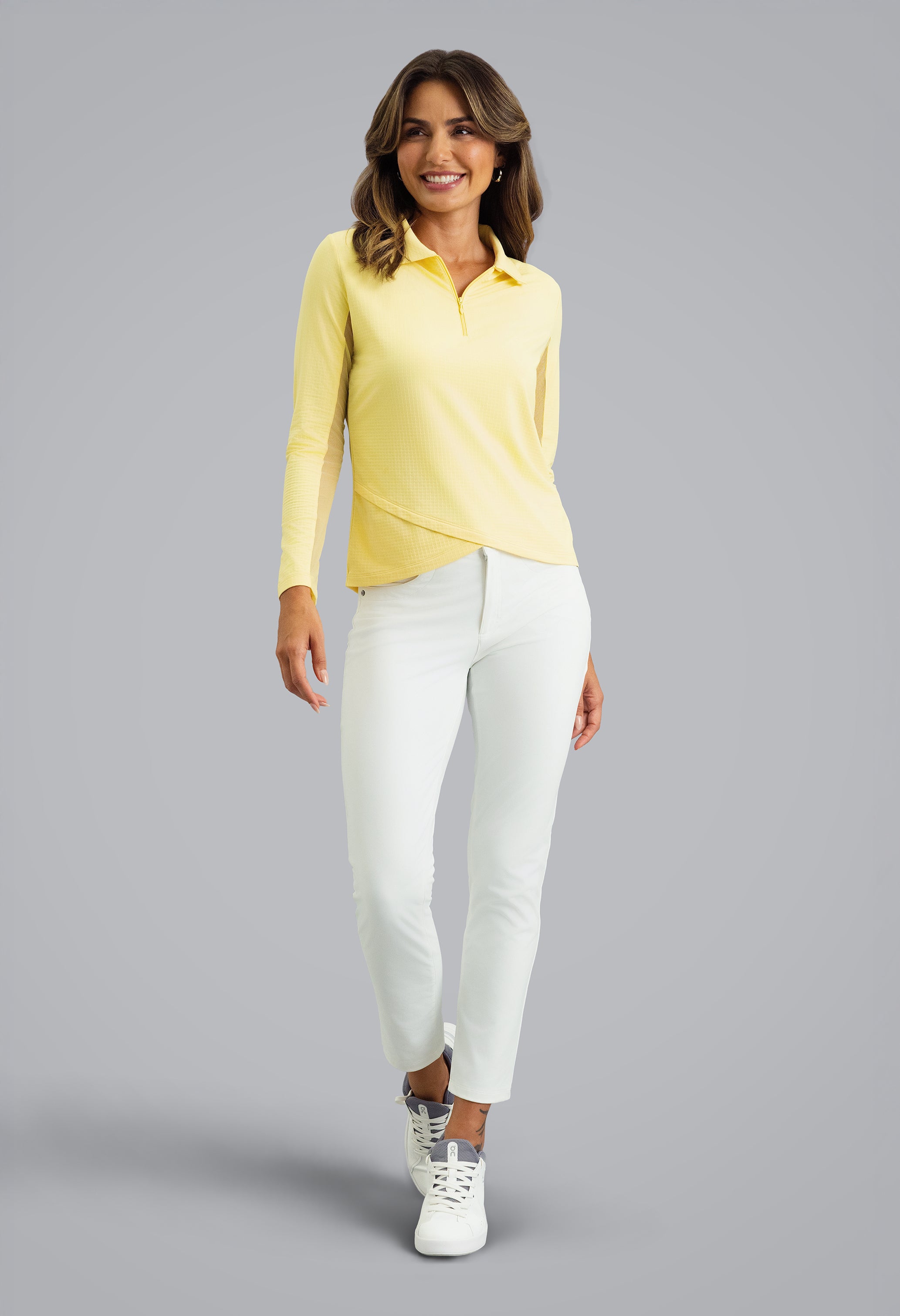 IBKÜL - Long Sleeve Zip Polo - Color: Lemonade