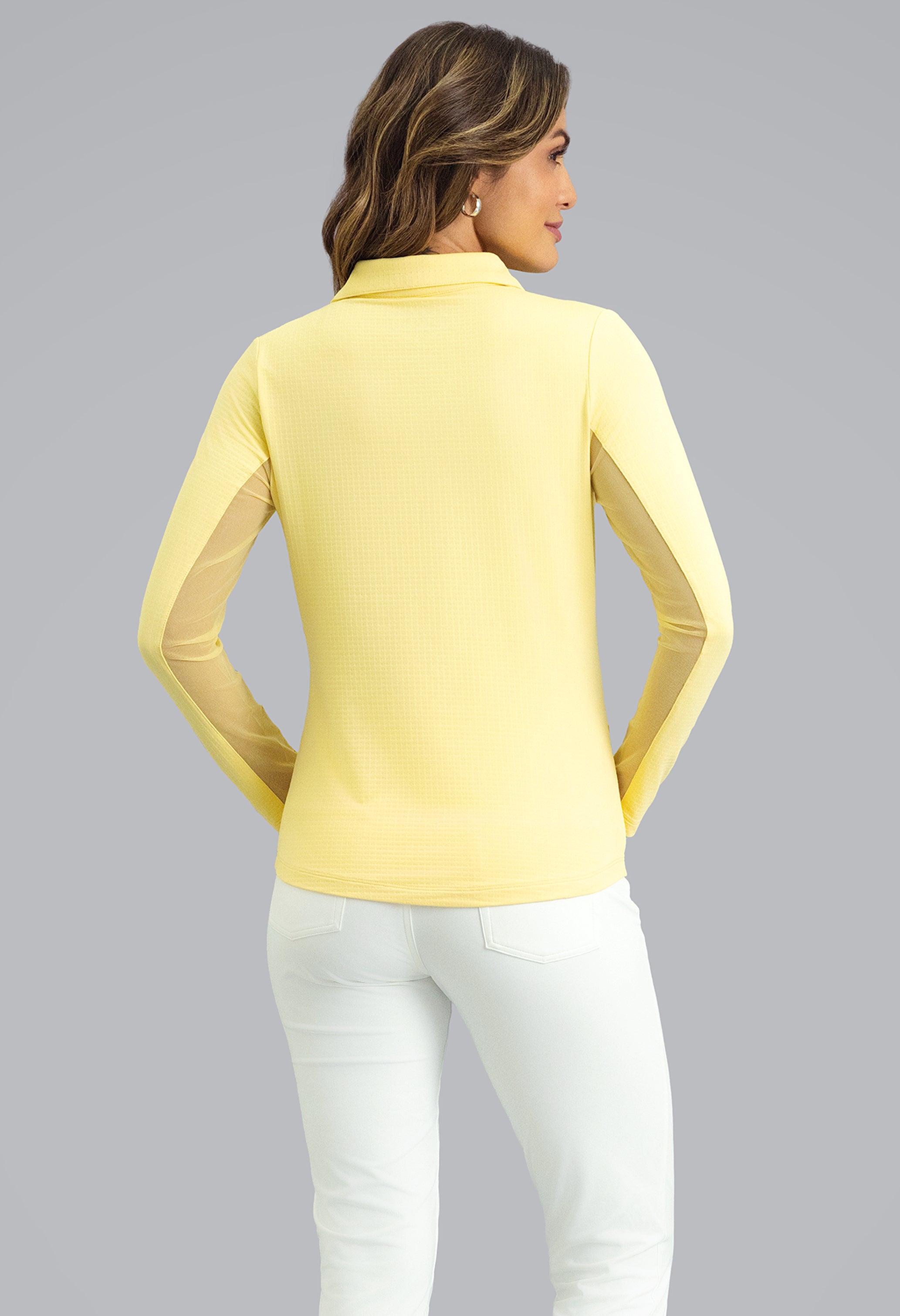 IBKÜL - Long Sleeve Zip Polo - Color: Lemonade