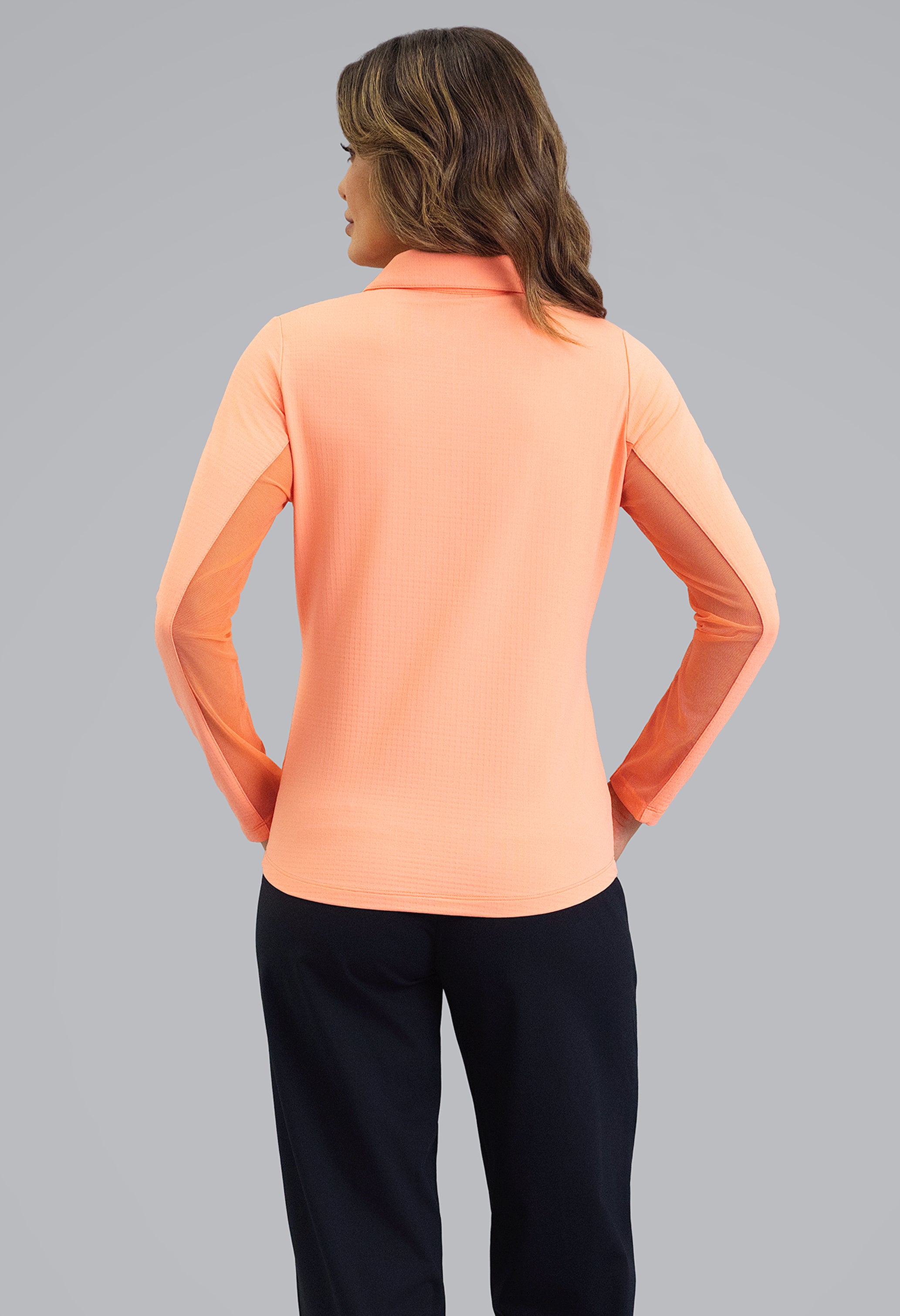 IBKÜL - Long Sleeve Zip Polo - Color: Peach