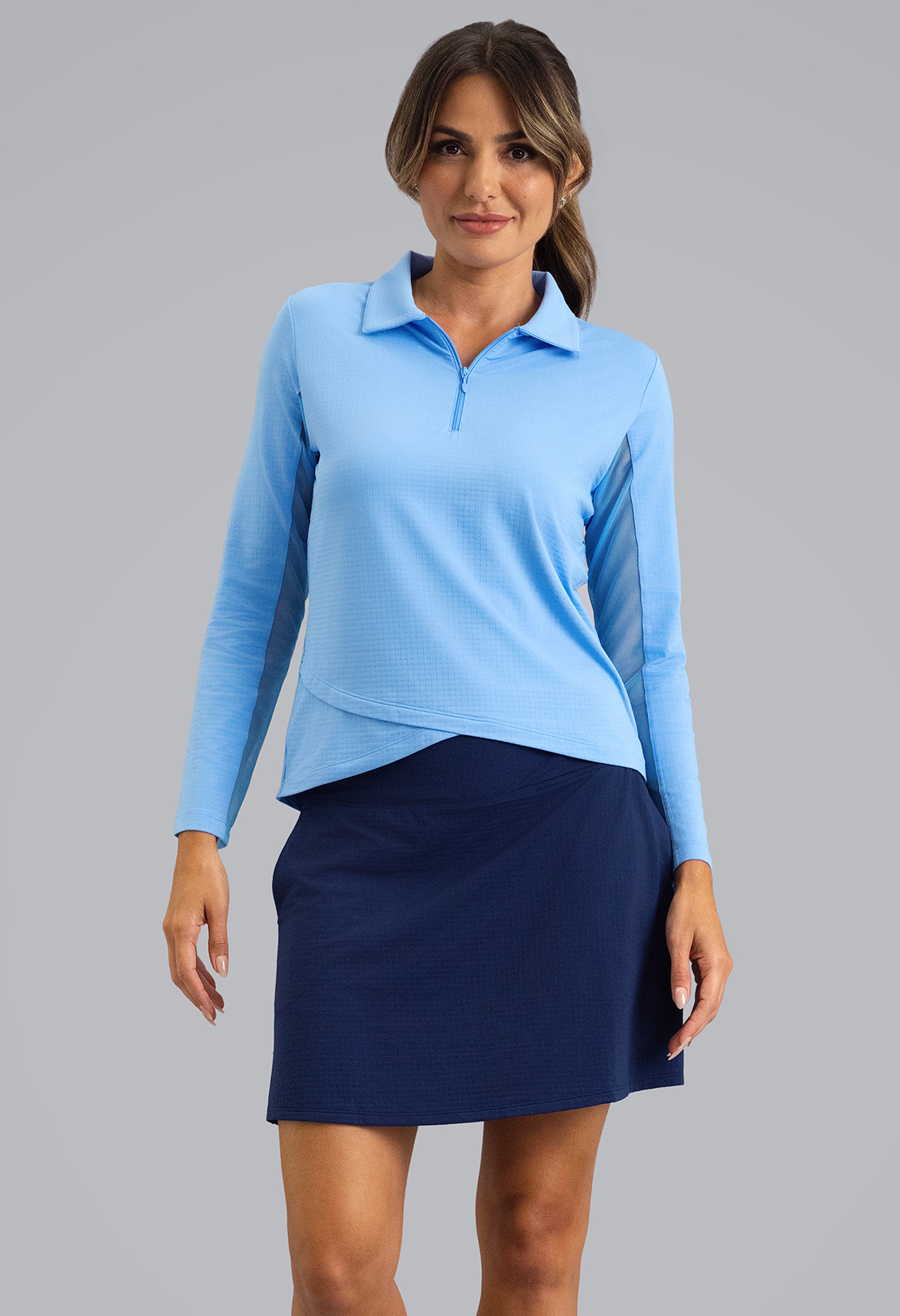 IBKÜL - Long Sleeve Zip Polo - Color: Peri