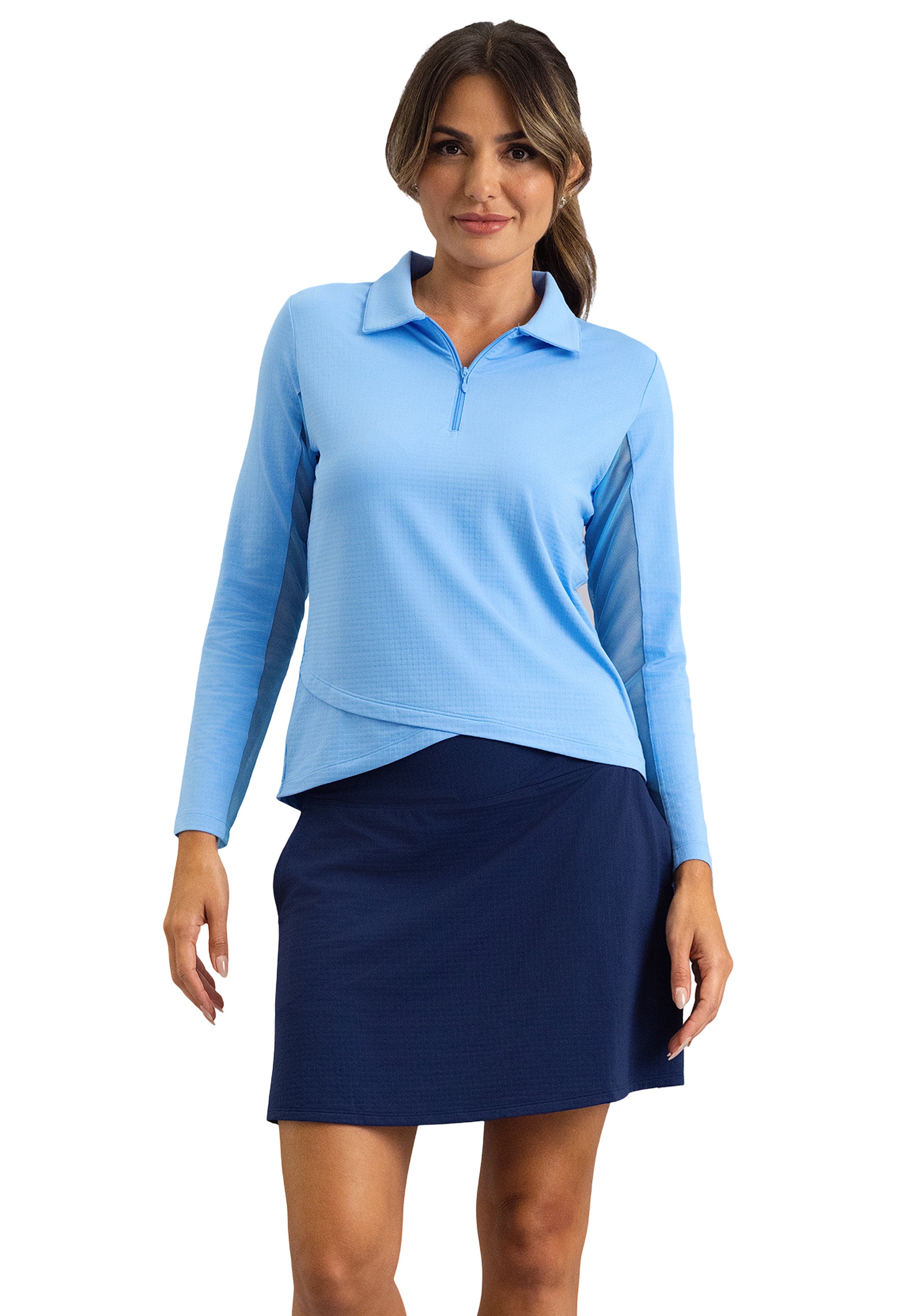 IBKÜL - Long Sleeve Zip Polo - Color: Peri