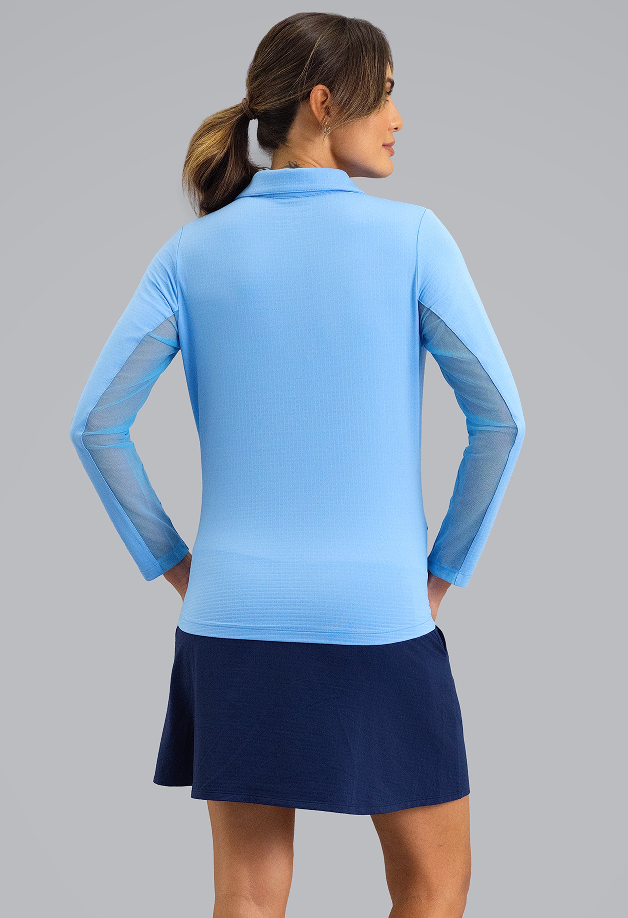 IBKÜL - Long Sleeve Zip Polo - Color: Peri