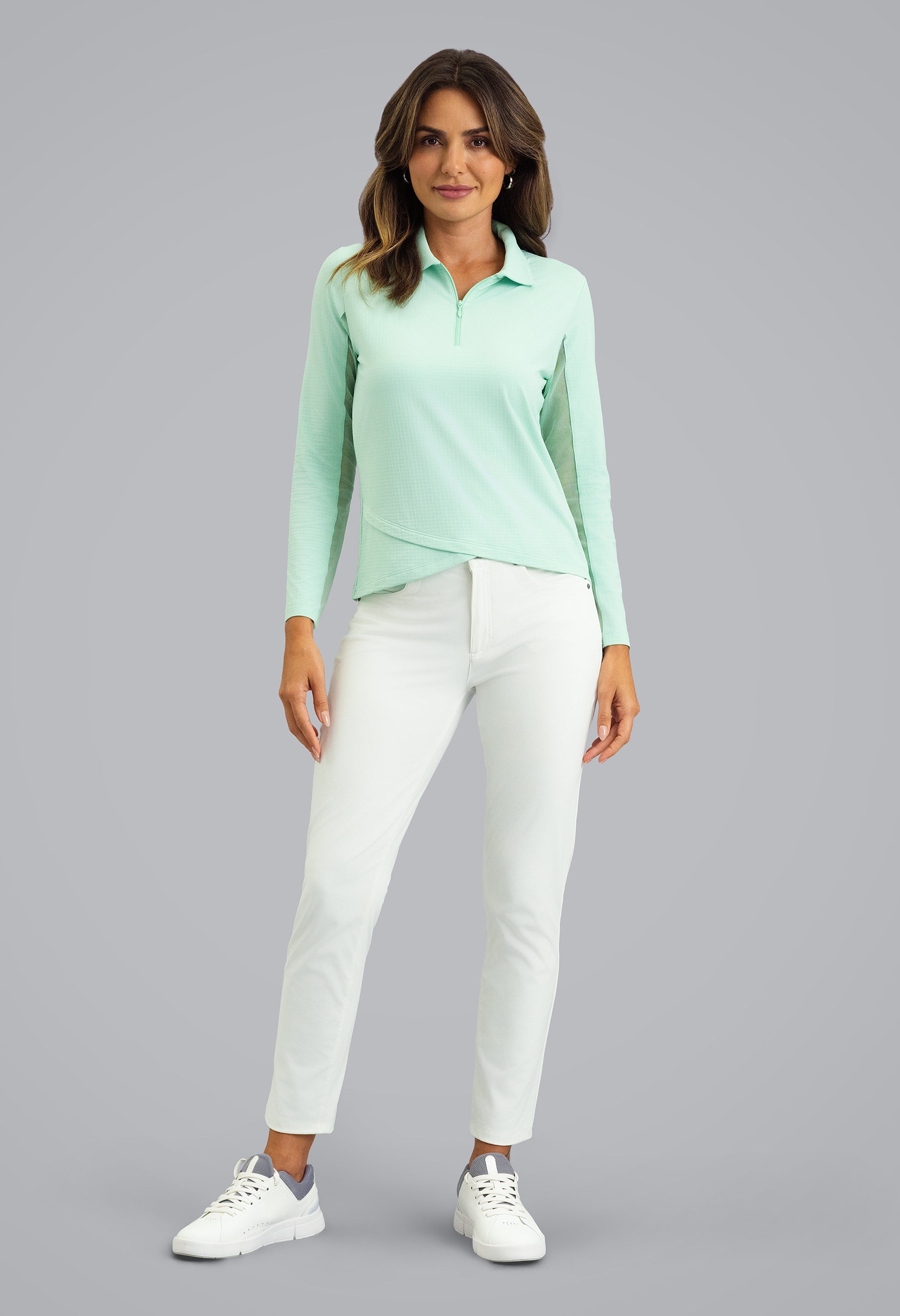 IBKÜL - Long Sleeve Zip Polo - Color: Pool Party