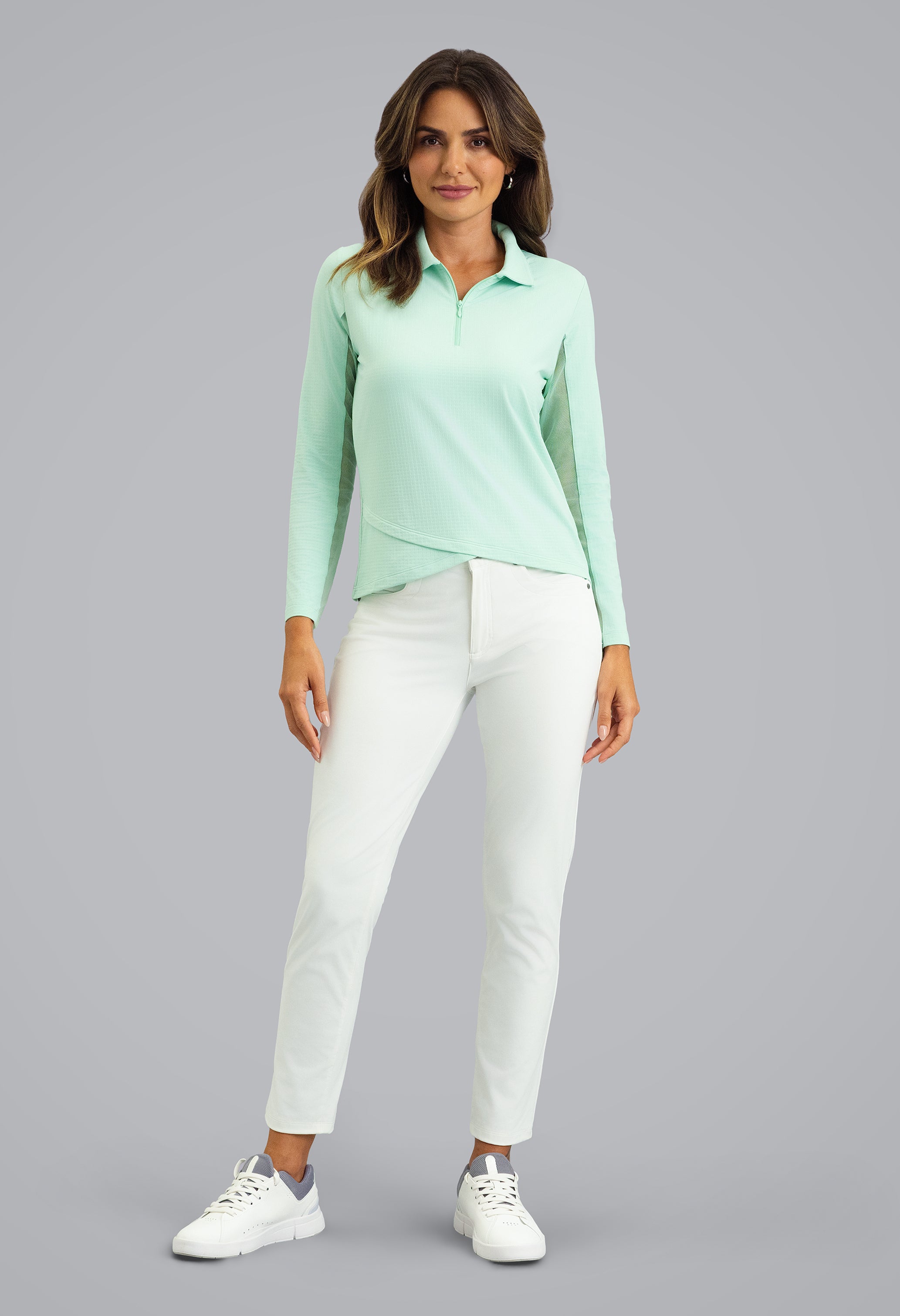 IBKÜL - Long Sleeve Zip Polo - Color: Pool Party