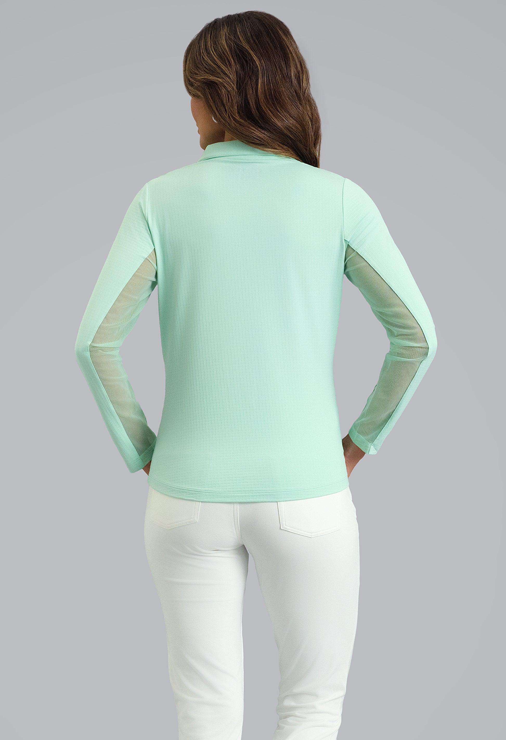IBKÜL - Long Sleeve Zip Polo - Color: Pool Party