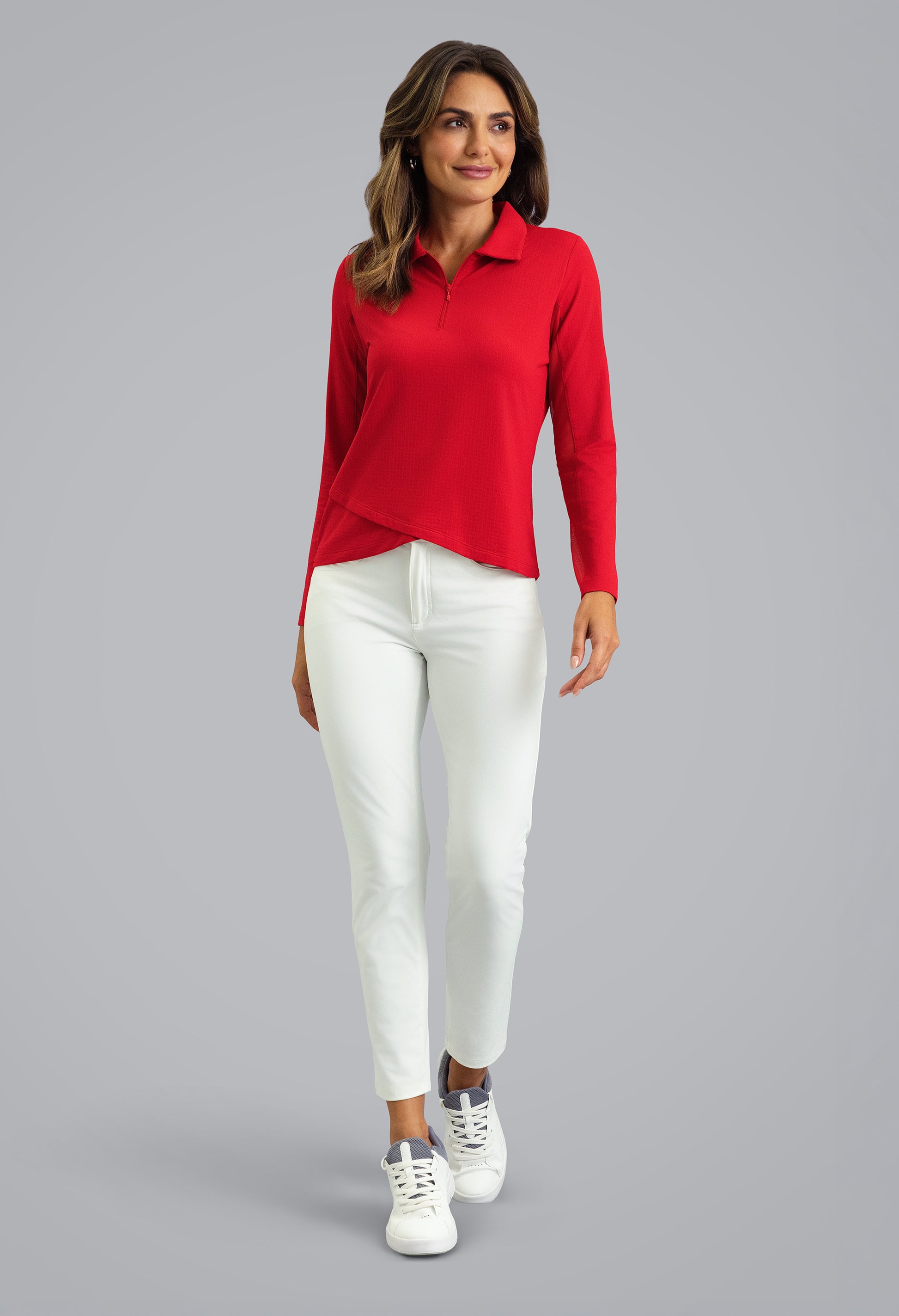 IBKÜL - Long Sleeve Zip Polo - Color: Red
