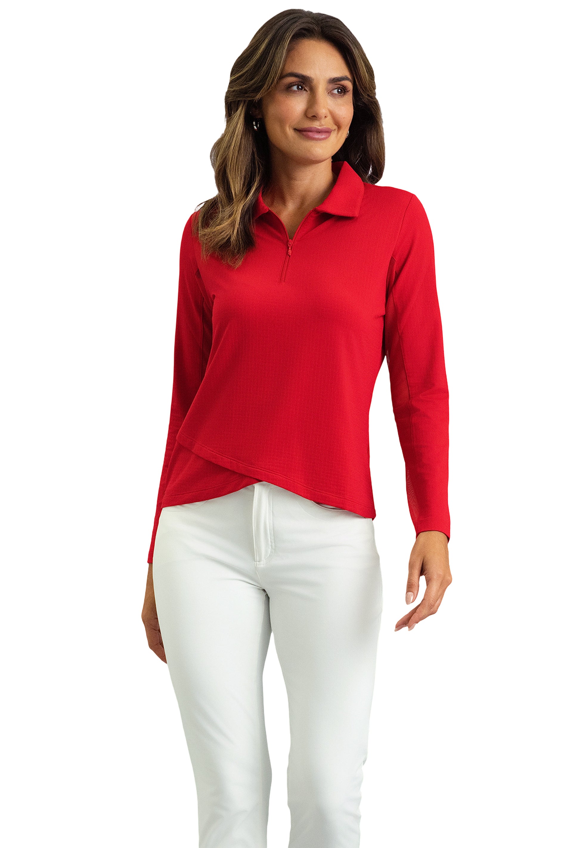 IBKÜL - Long Sleeve Zip Polo - Color: Red