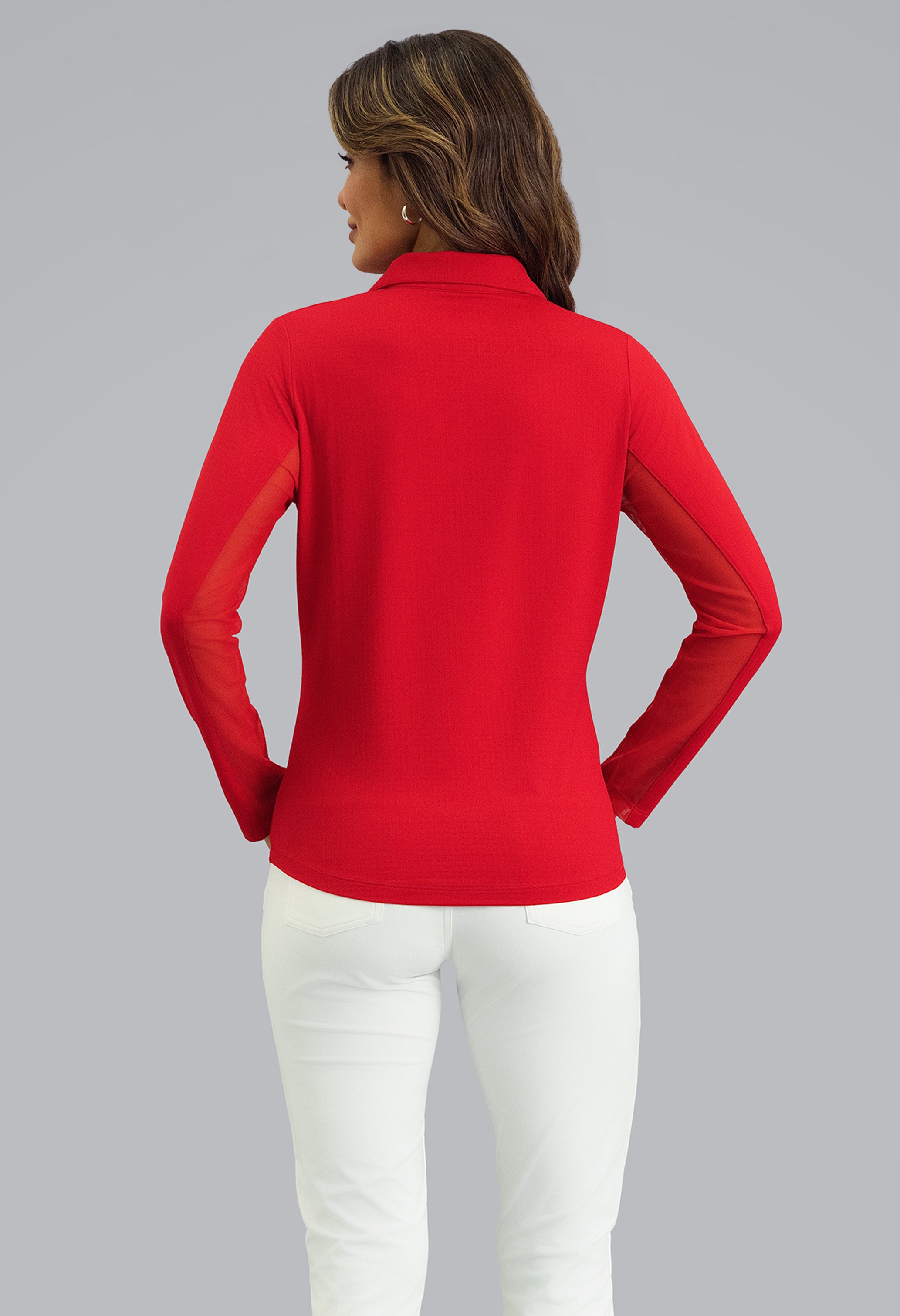 IBKÜL - Long Sleeve Zip Polo - Color: Red
