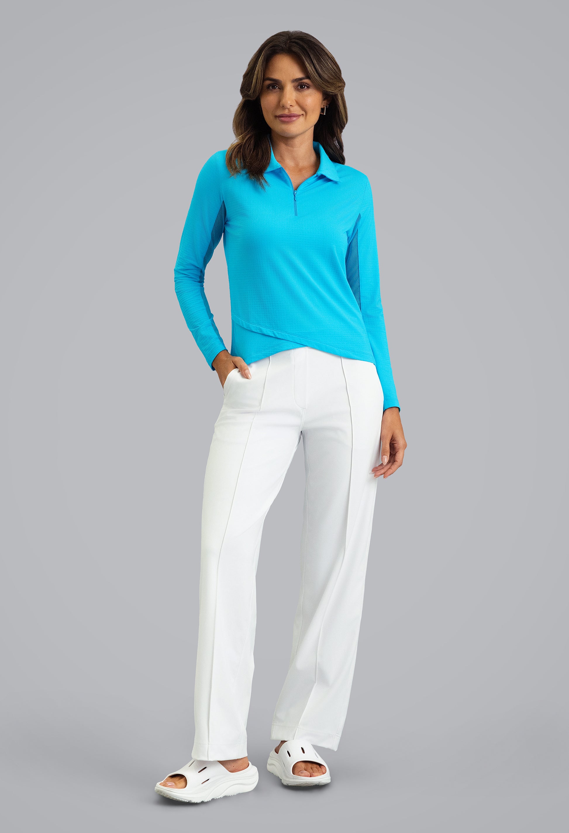 IBKÜL - Long Sleeve Zip Polo - Color: Turquoise
